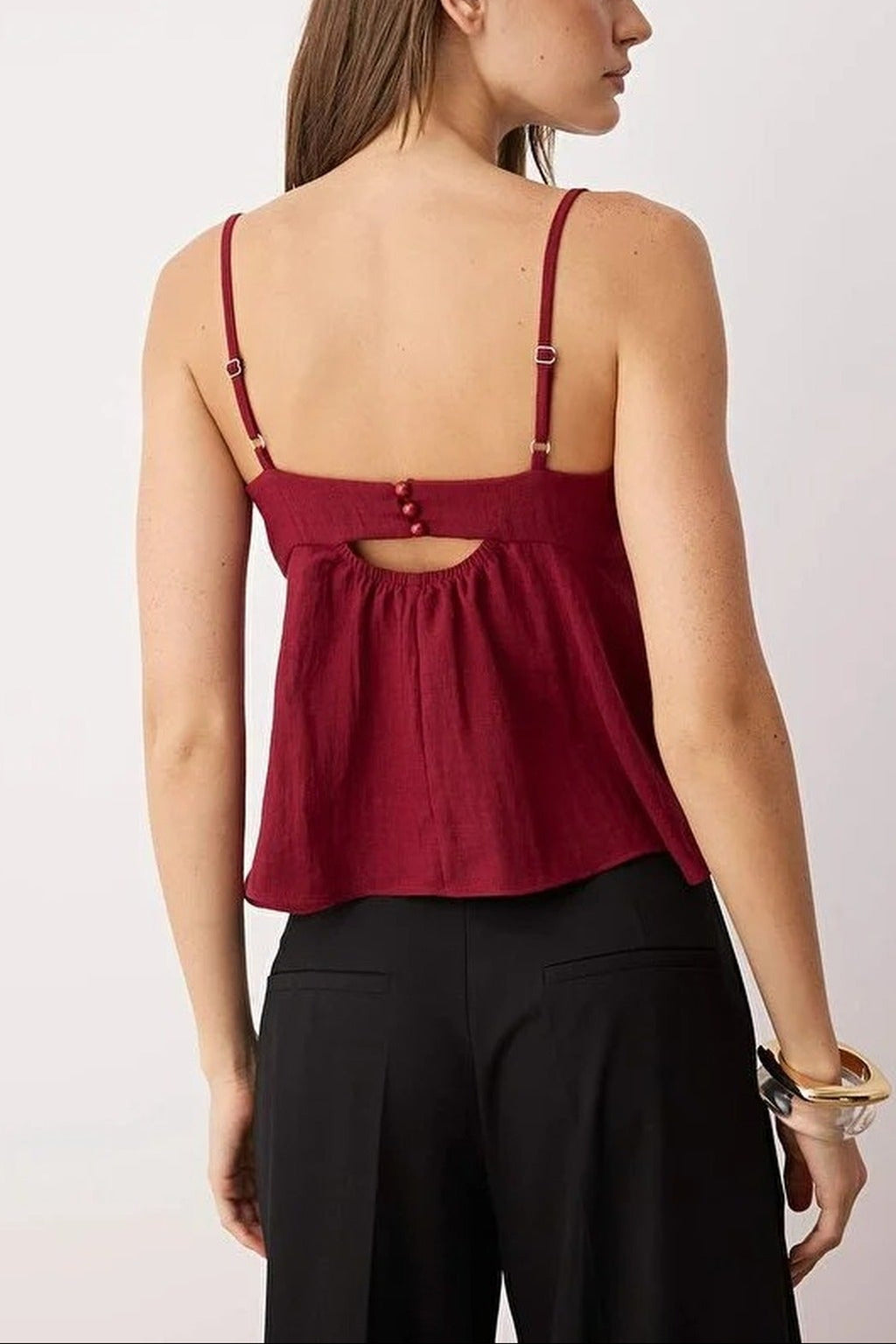 Linen-Look Woven Blouse with Bow Detail