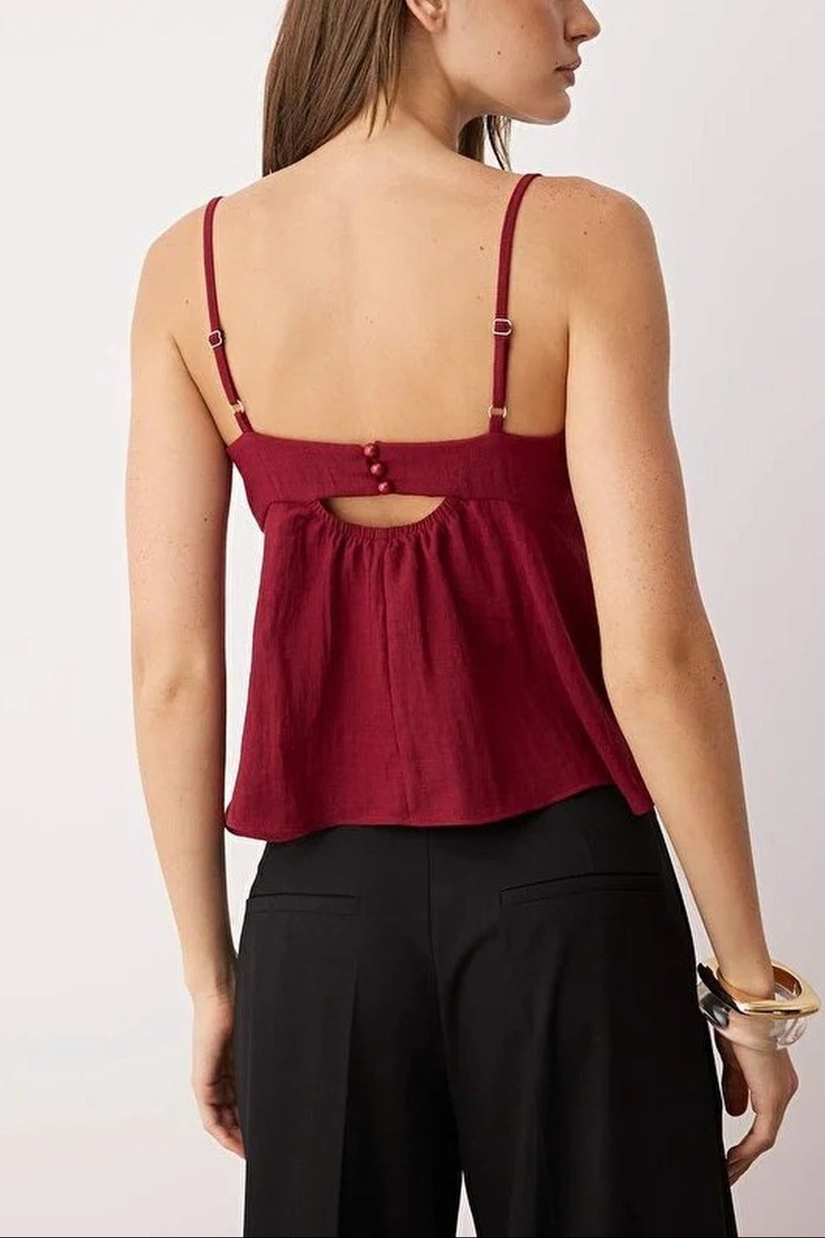 Linen-Look Woven Blouse with Bow Detail