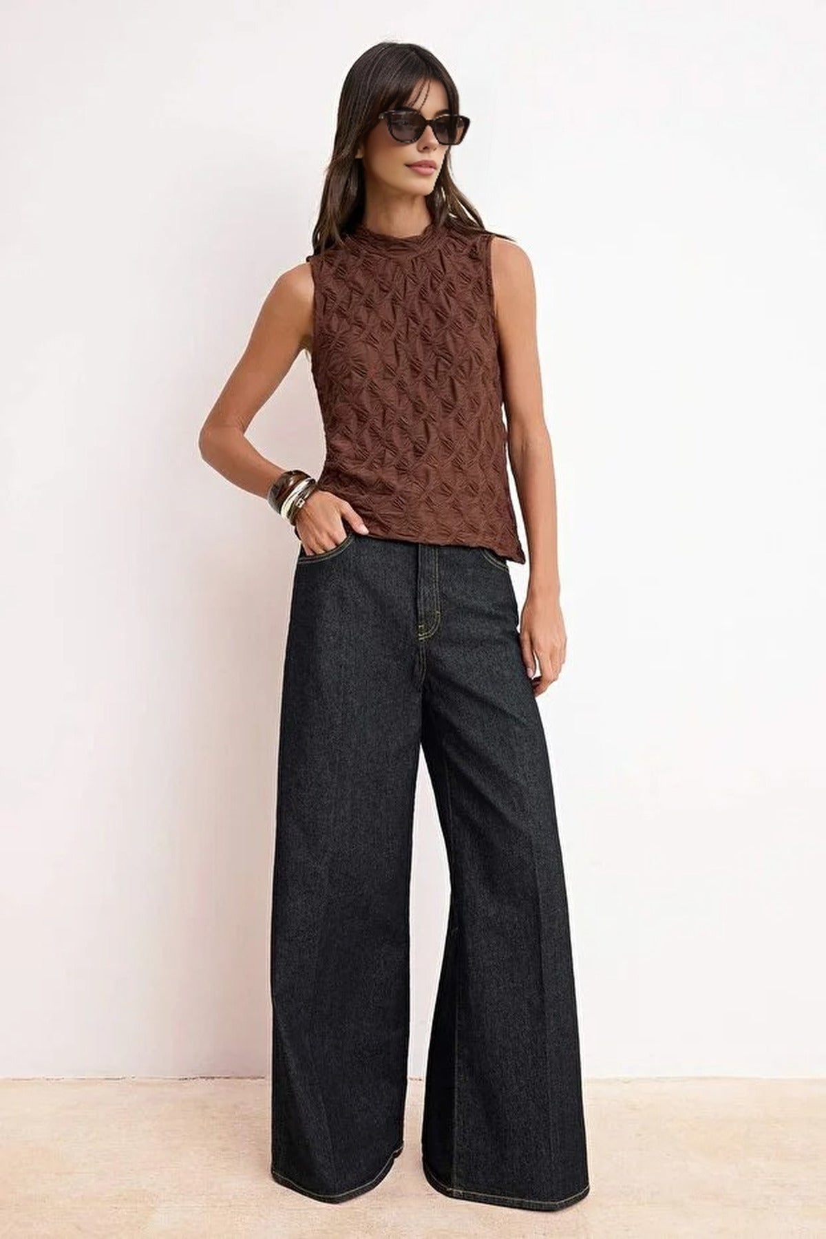 Textured Regular Stretch Knit Blouse
