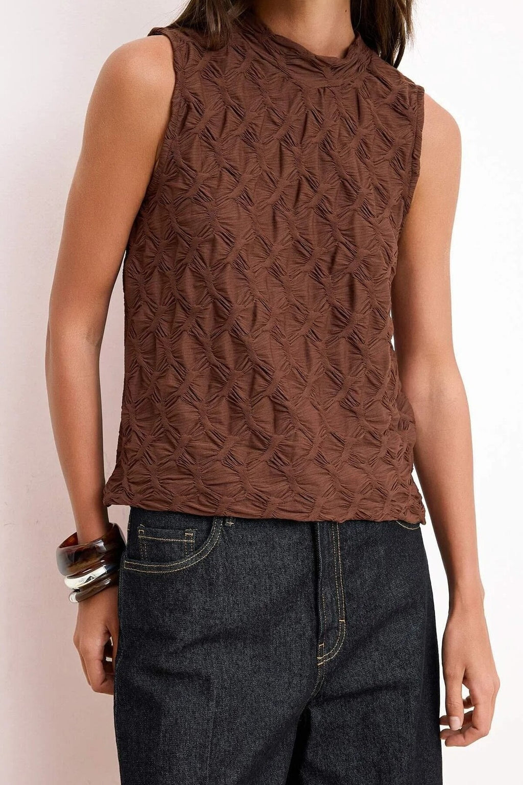 Textured Regular Stretch Knit Blouse