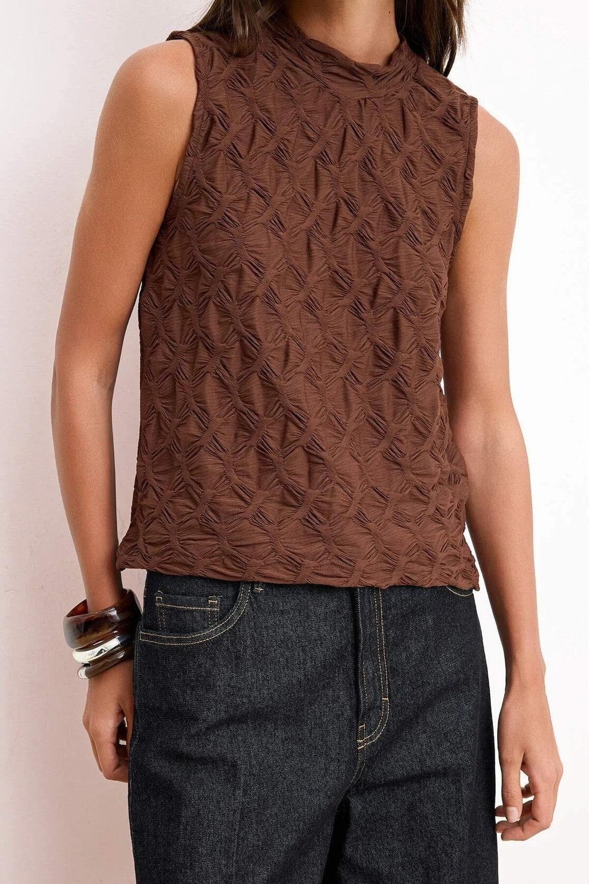 Textured Regular Stretch Knit Blouse