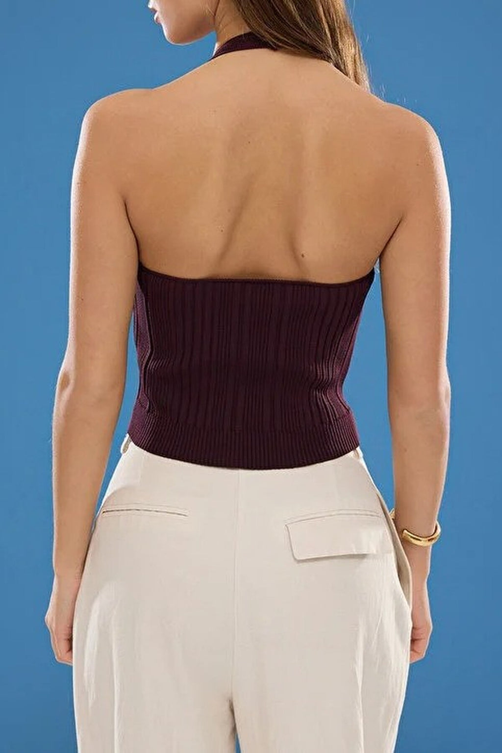 Halter Neck Thin Knit Blouse