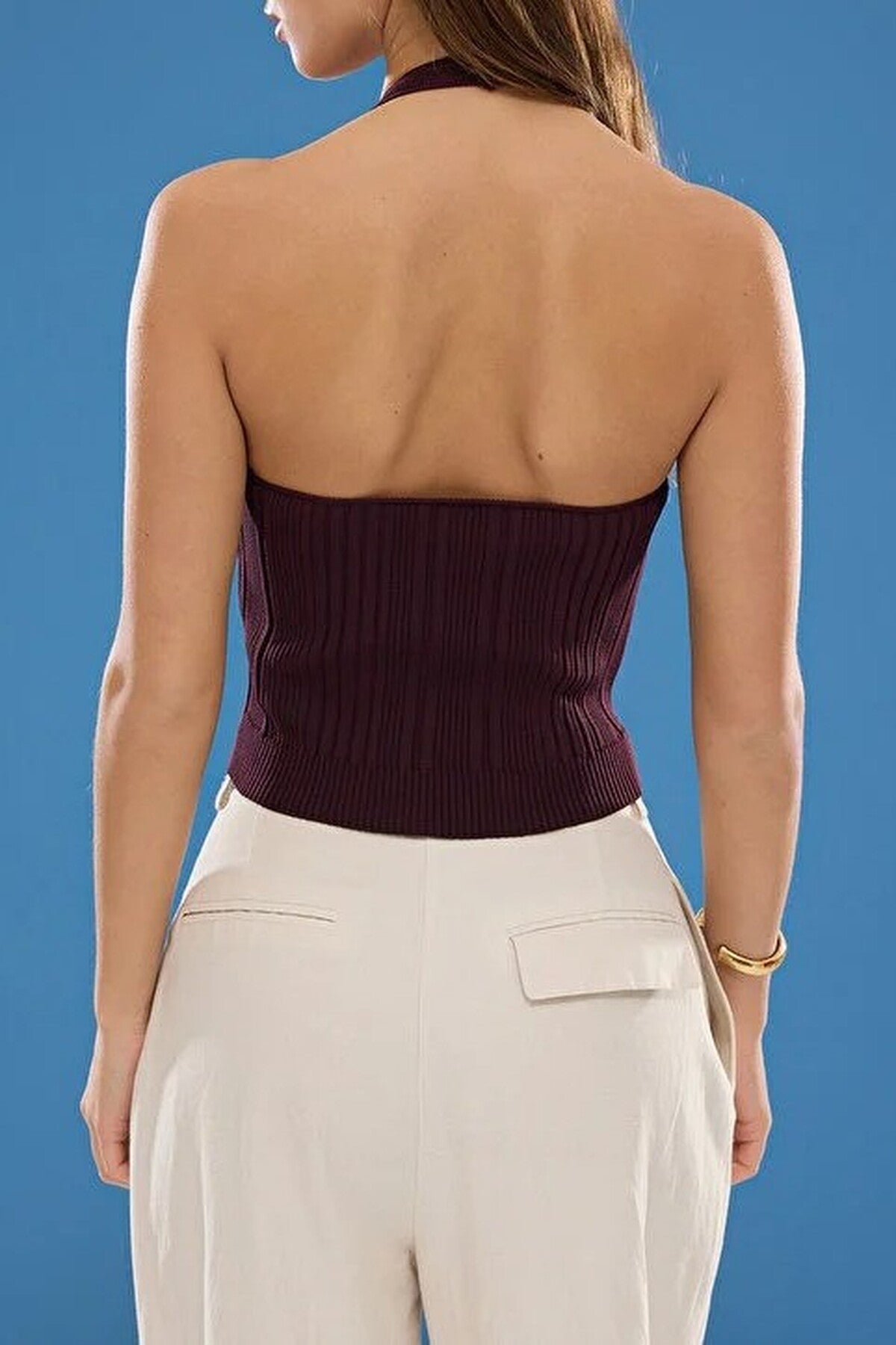 Halter Neck Thin Knit Blouse