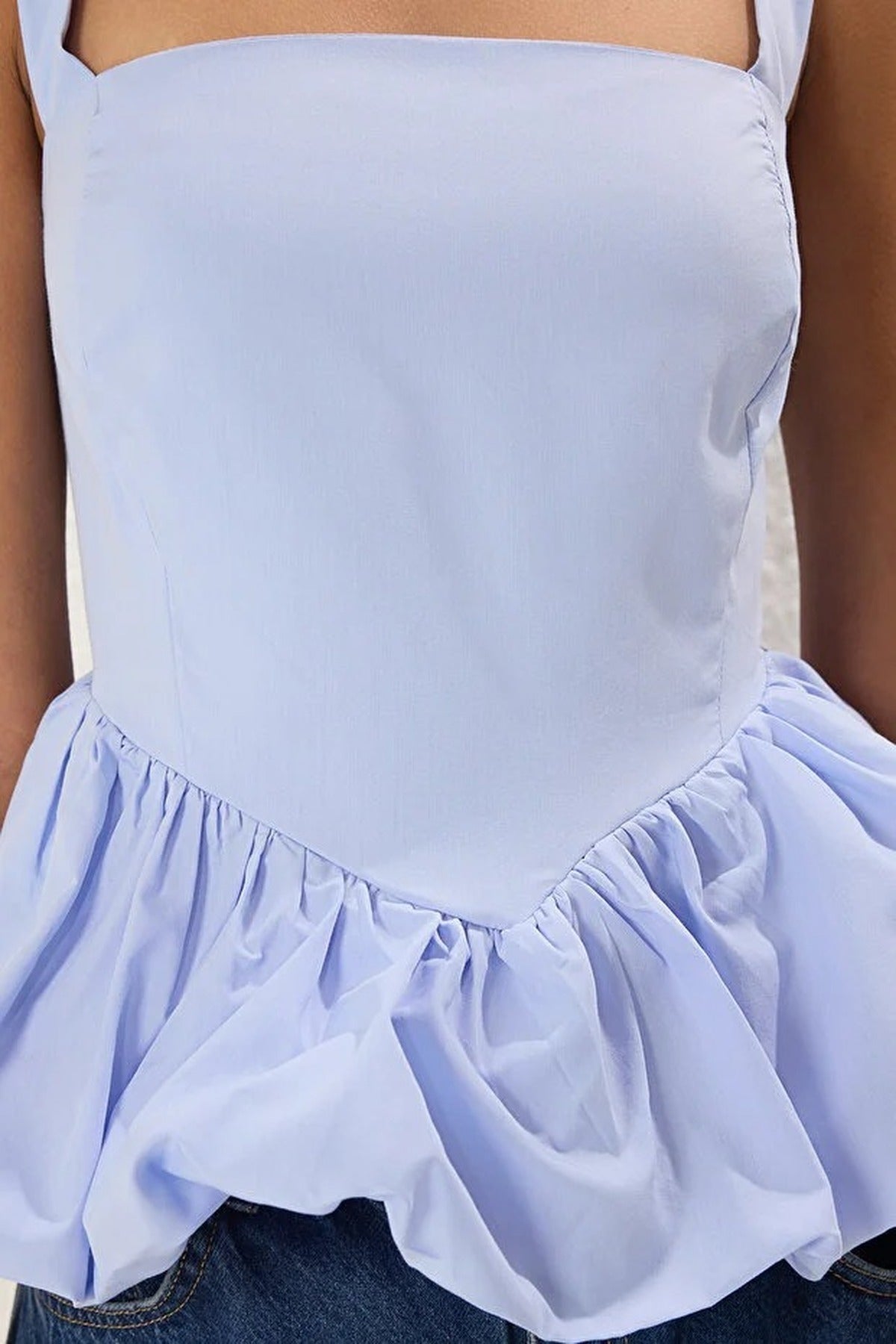 Square Neck Peplum Blouse