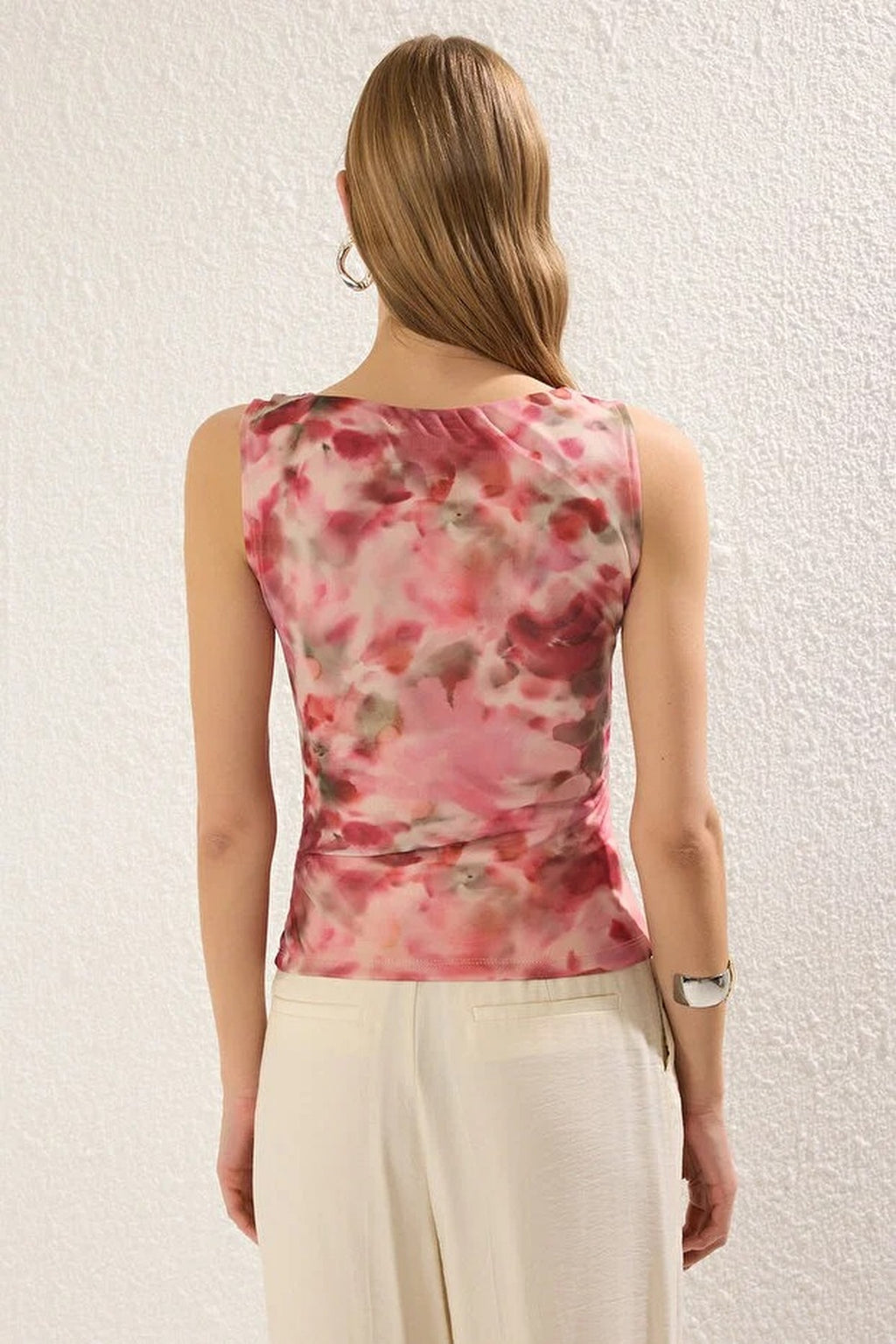 Fitted Draped Detail Knitted Blouse