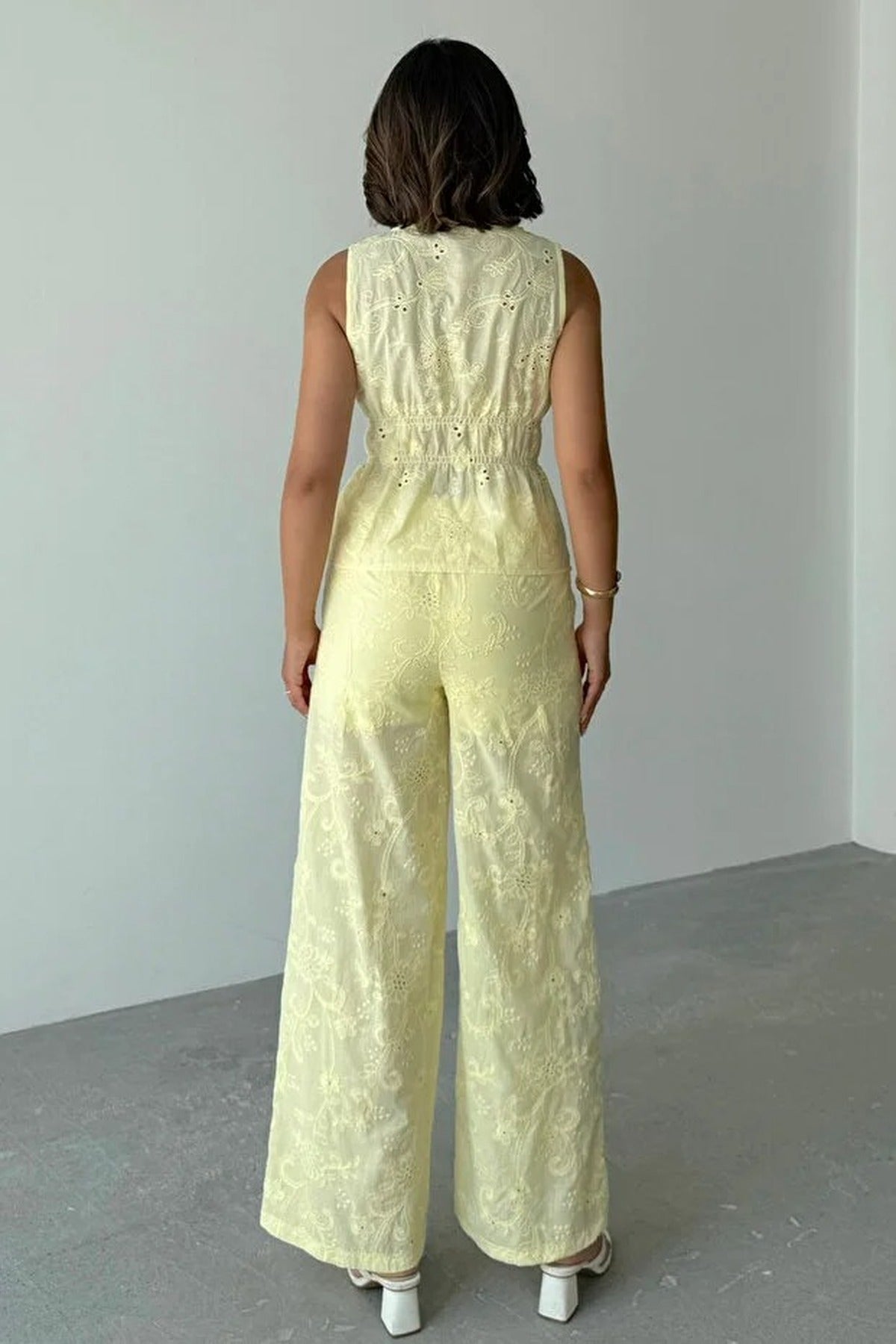 Embroidered Tie Front Blouse