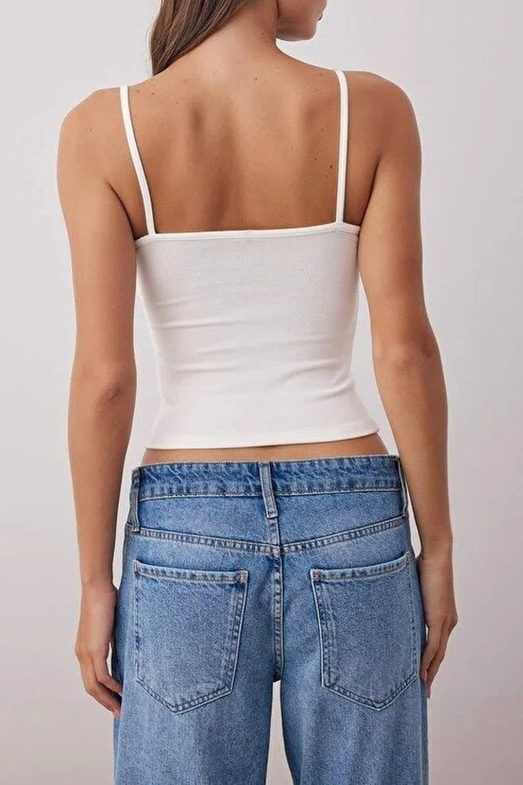Strappy Ruffled Fitted Knitted Blouse