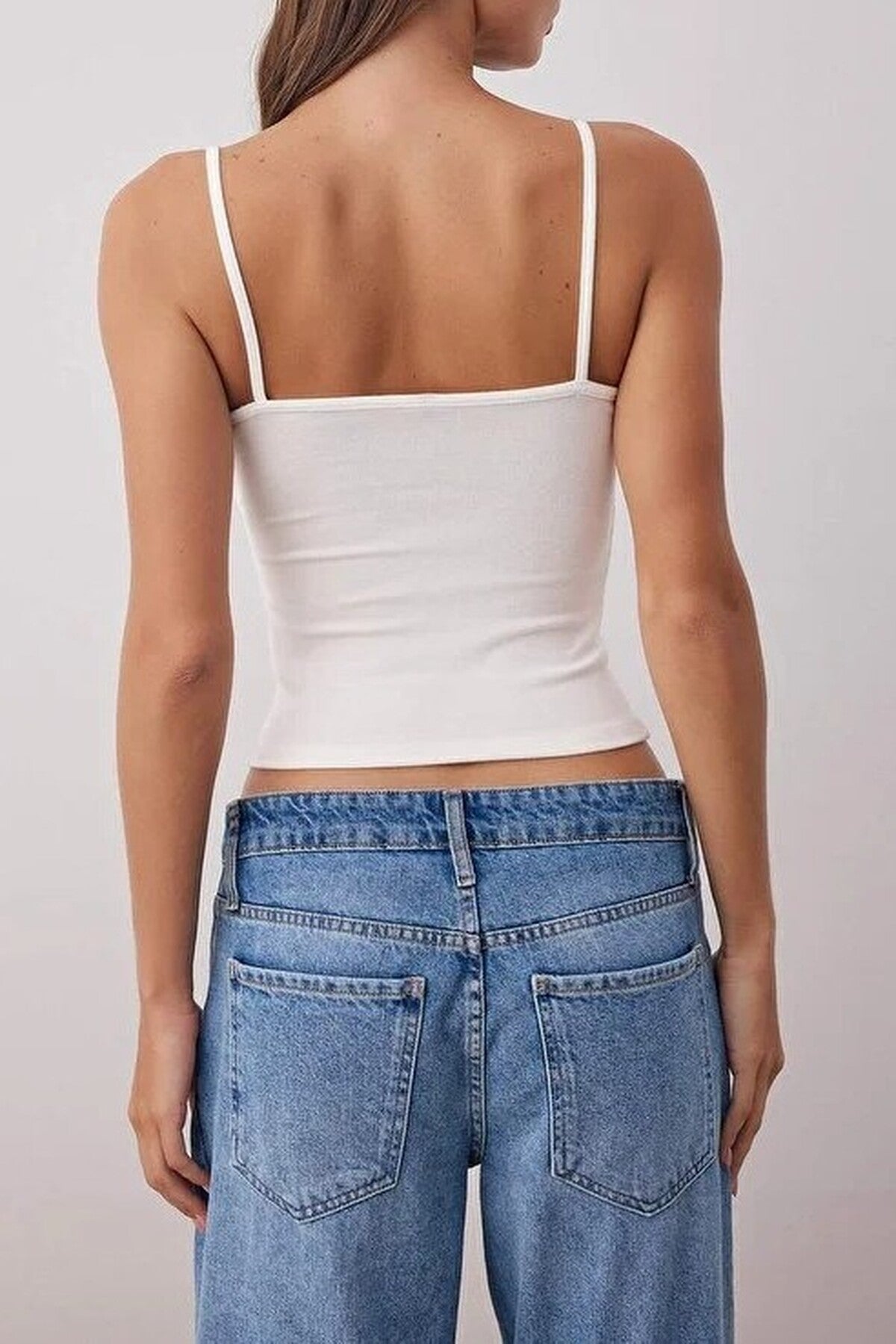 Strappy Ruffled Fitted Knitted Blouse