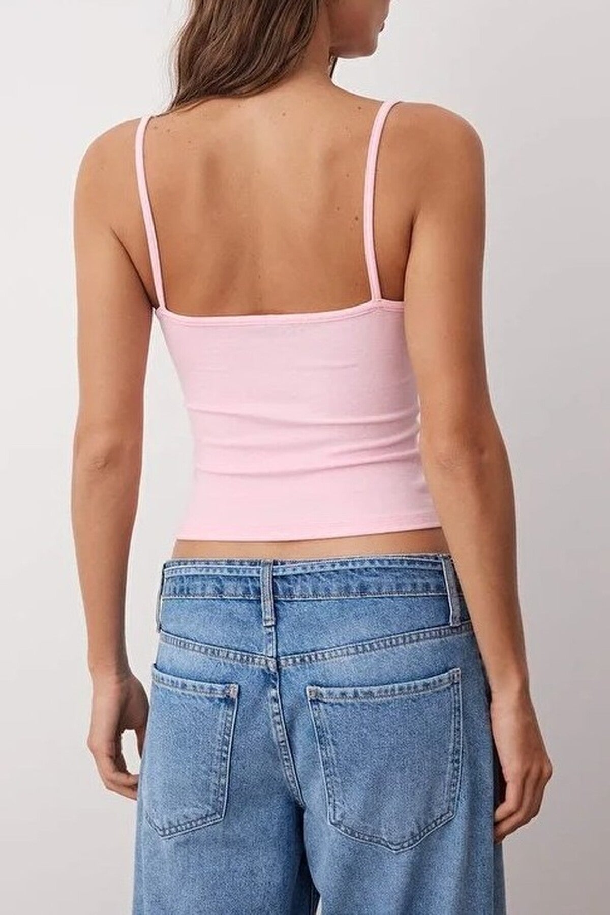Strappy Ruffled Fitted Knitted Blouse