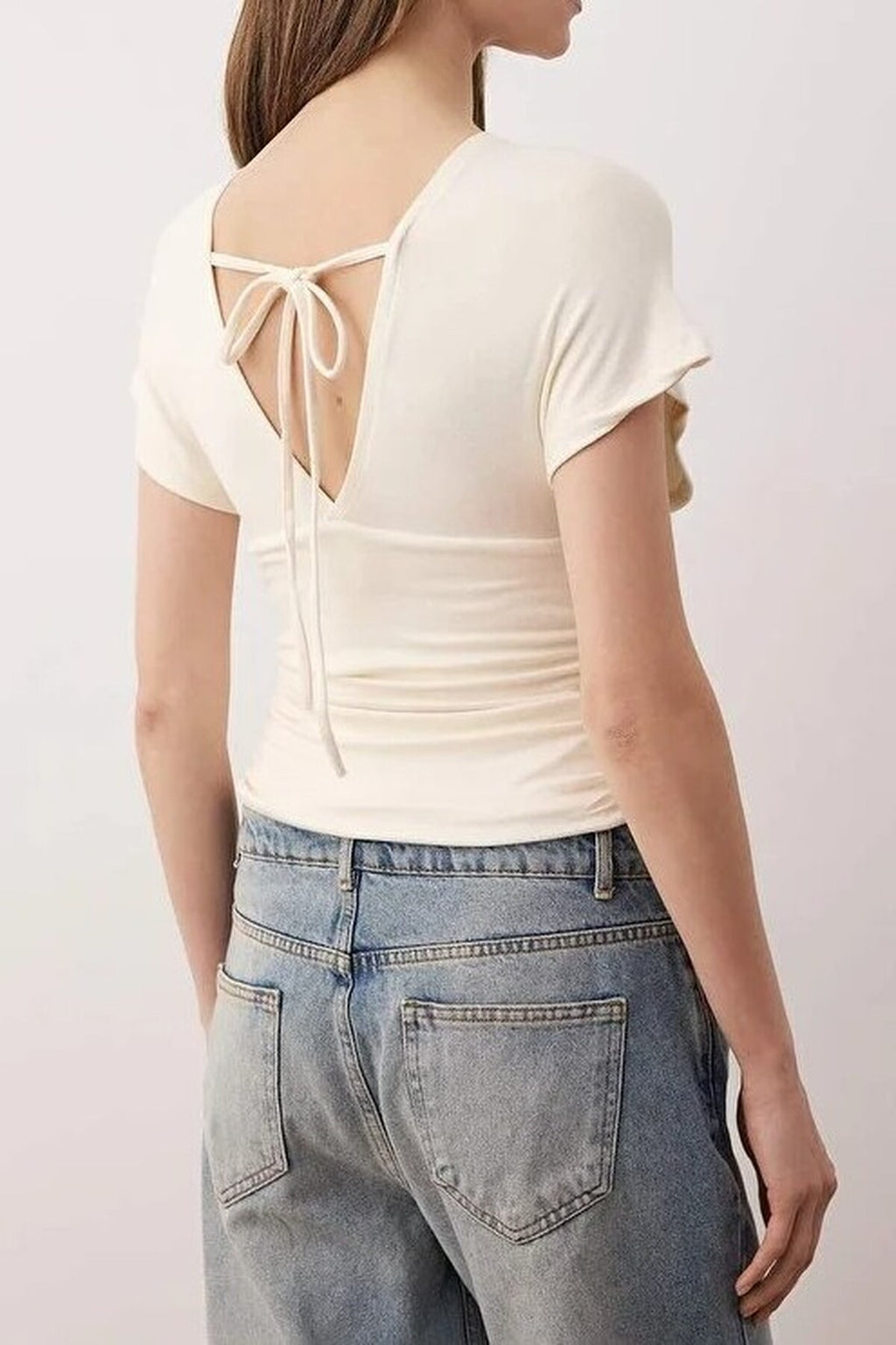 Fitted Gathered Detail Knitted Blouse
