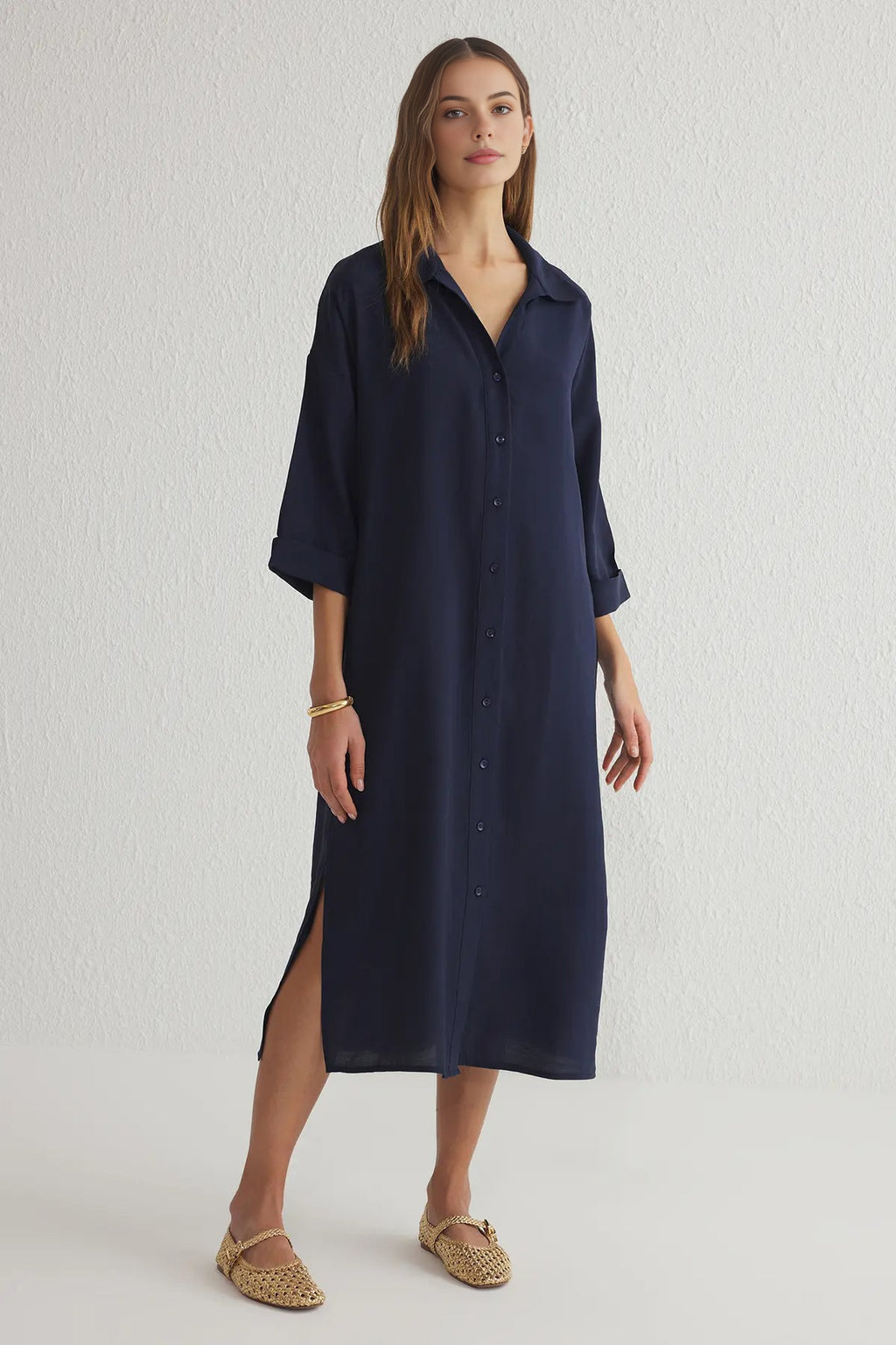 More Sustainable Modal Relaxed Fit Midi Shirt Dress
