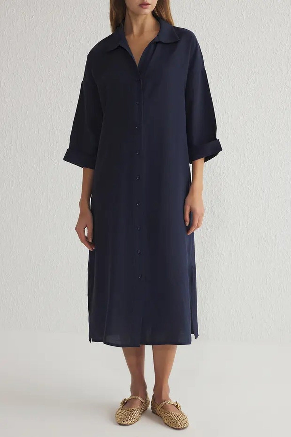 More Sustainable Modal Relaxed Fit Midi Shirt Dress