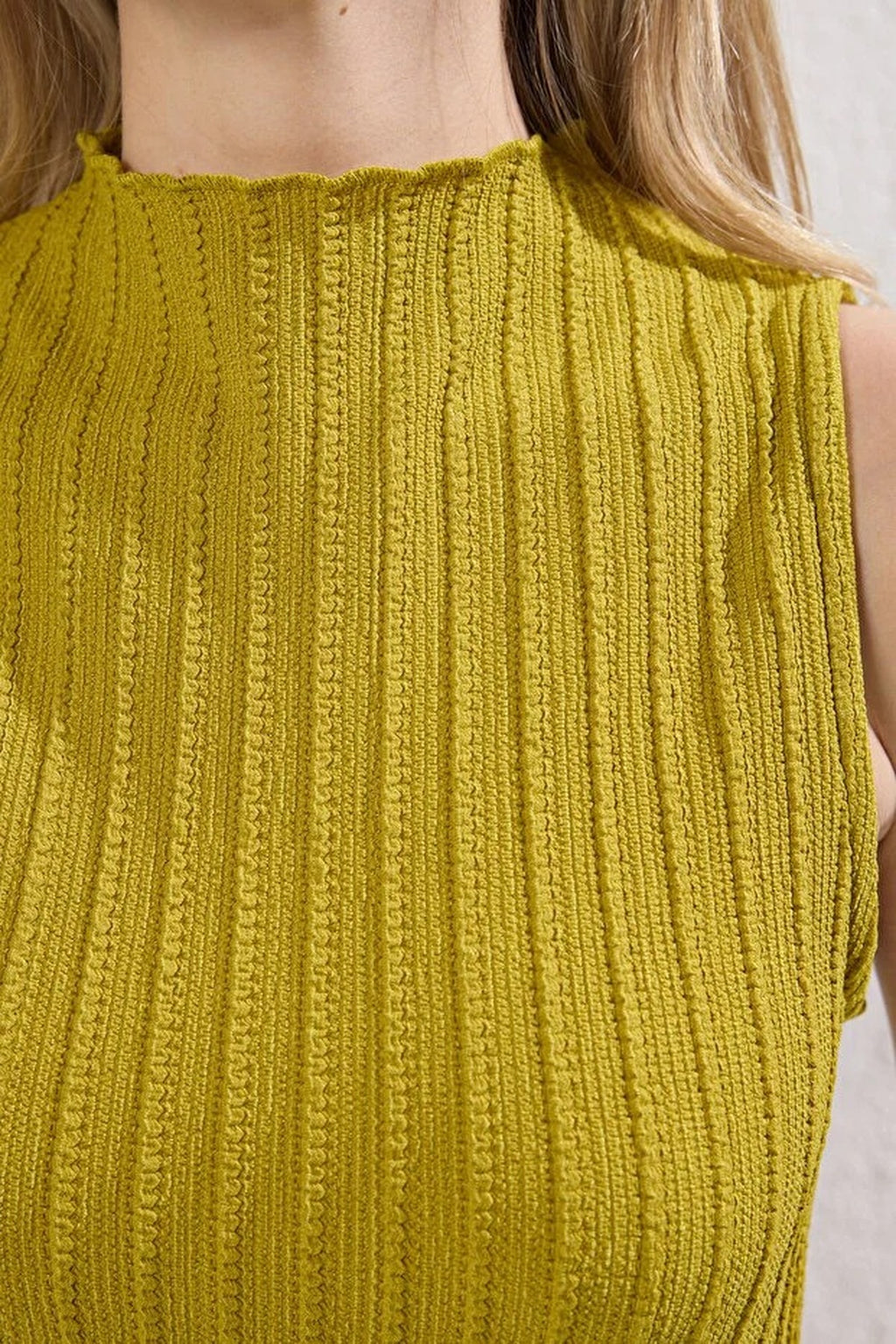 Textured Fabric High Neck Fitted Stretch Maxi Knit Dress