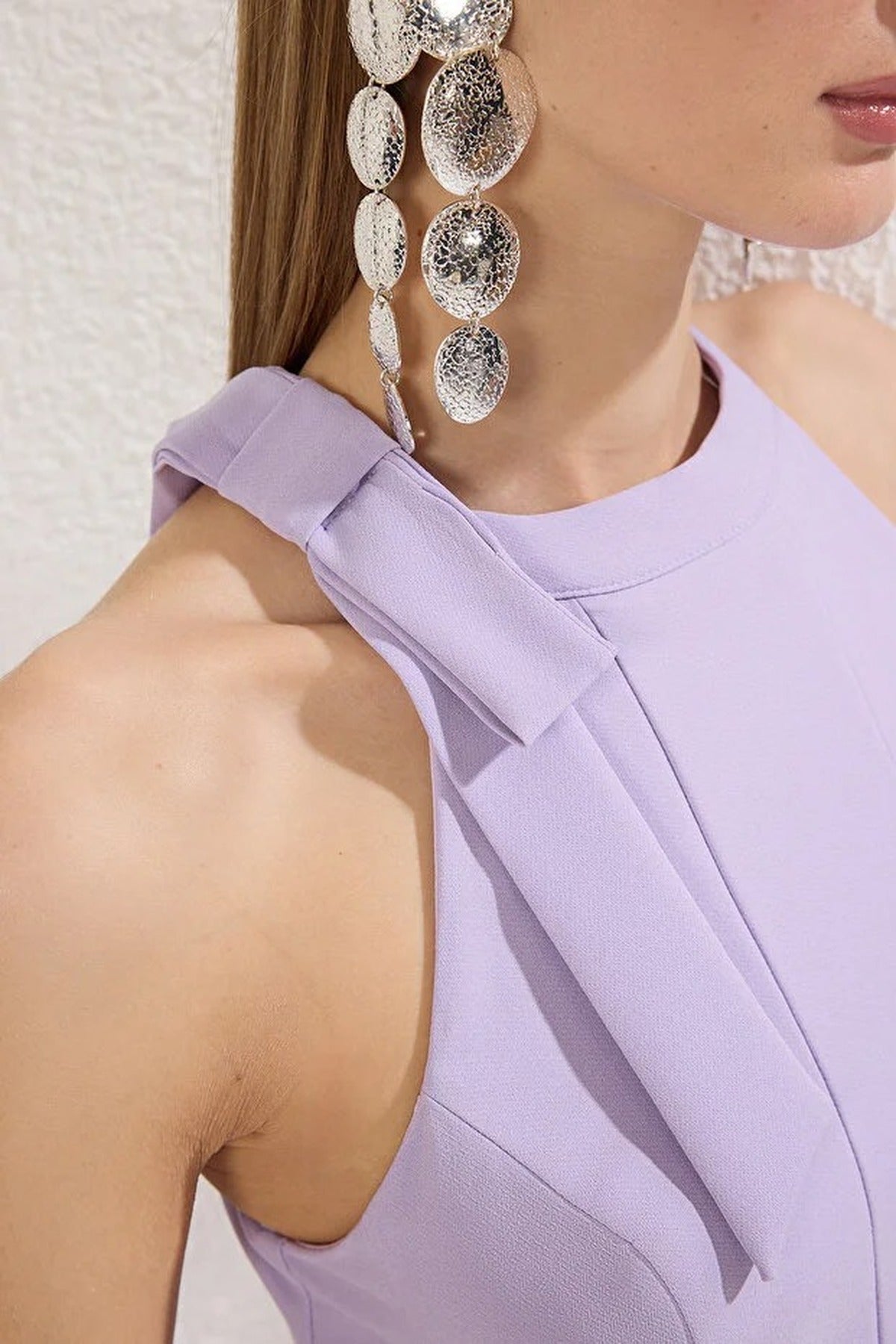 Halter Neck Tie Detail Skater Mini Dress