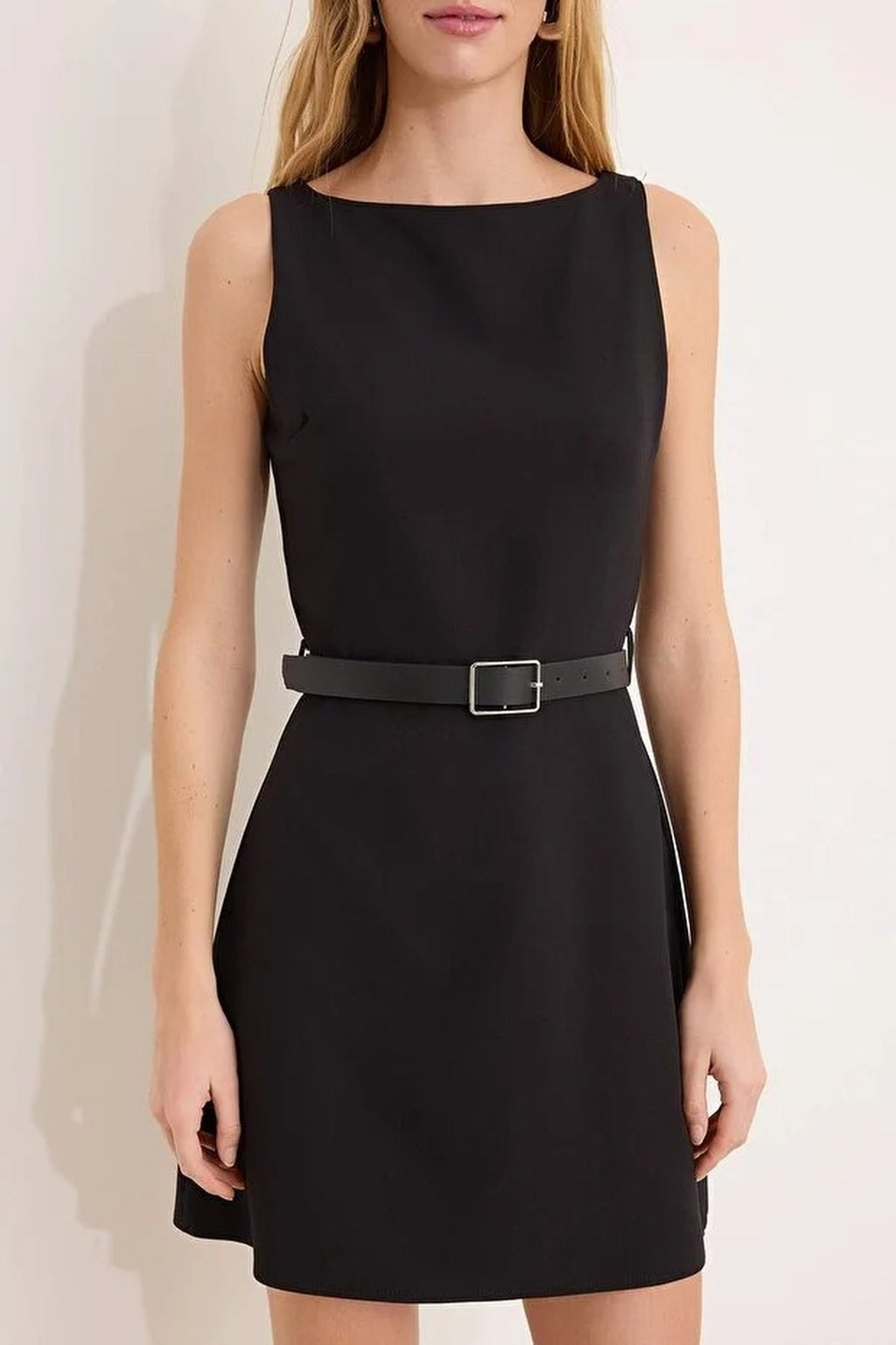 Wardrobe Essentials Belted A-Line Sleeveless Mini Dress