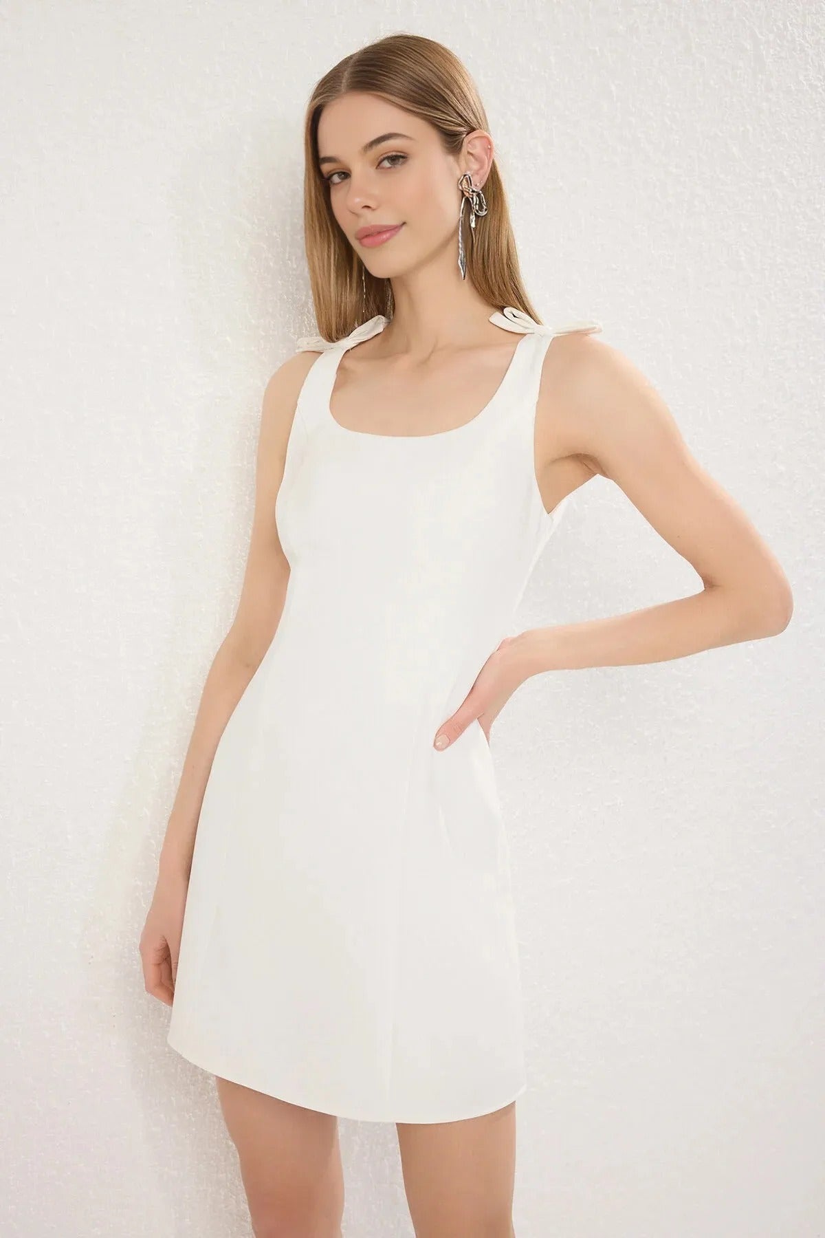 A-Line Mini Woven Dress with Bow