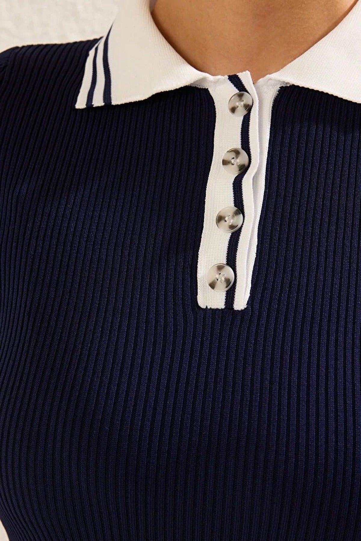 Mini Polo Collar Knit Dress