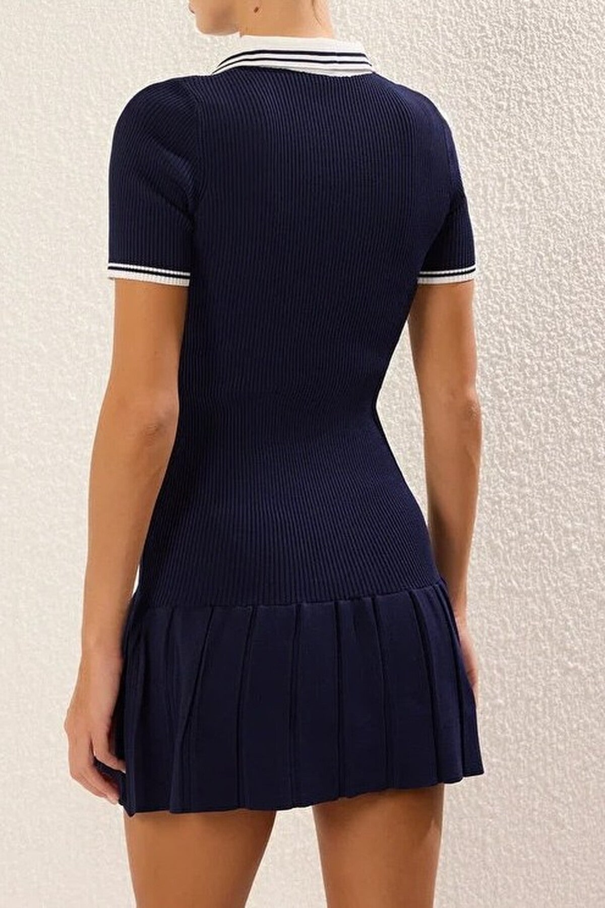 Mini Polo Collar Knit Dress