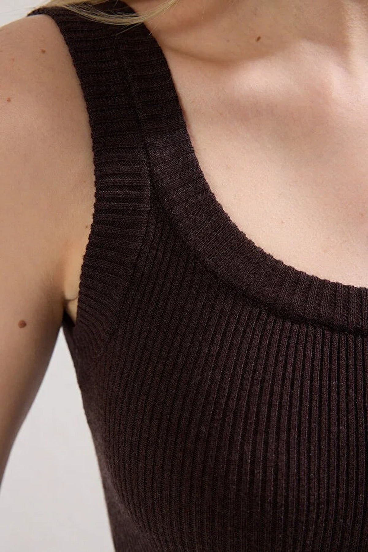 Midi Crew Neck Strappy Knit Dress