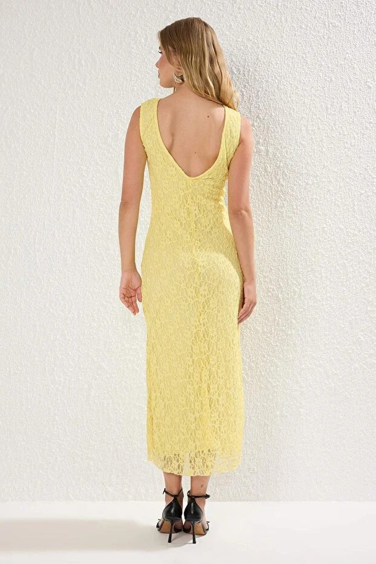 Lace Bodycon Backless Stretchy Knit Dress
