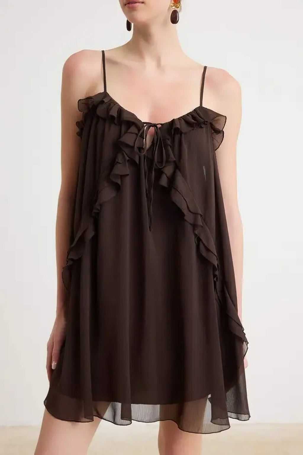 Frill Tiered V Neck Cami Mini Dress
