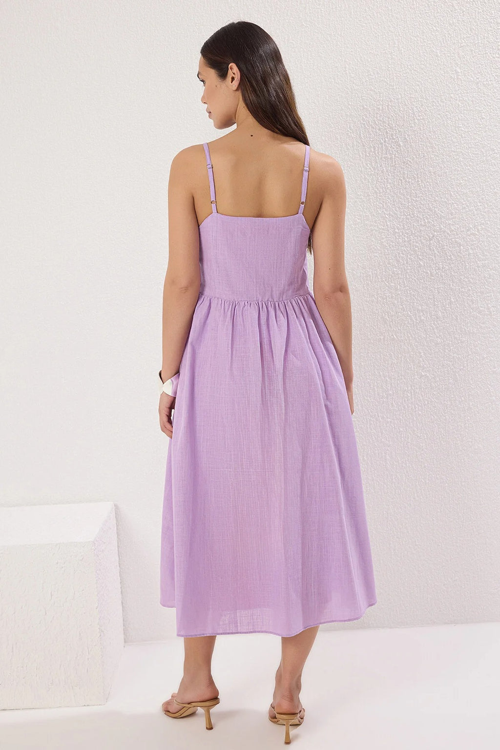 Floral A-Line Lined Midi Dress