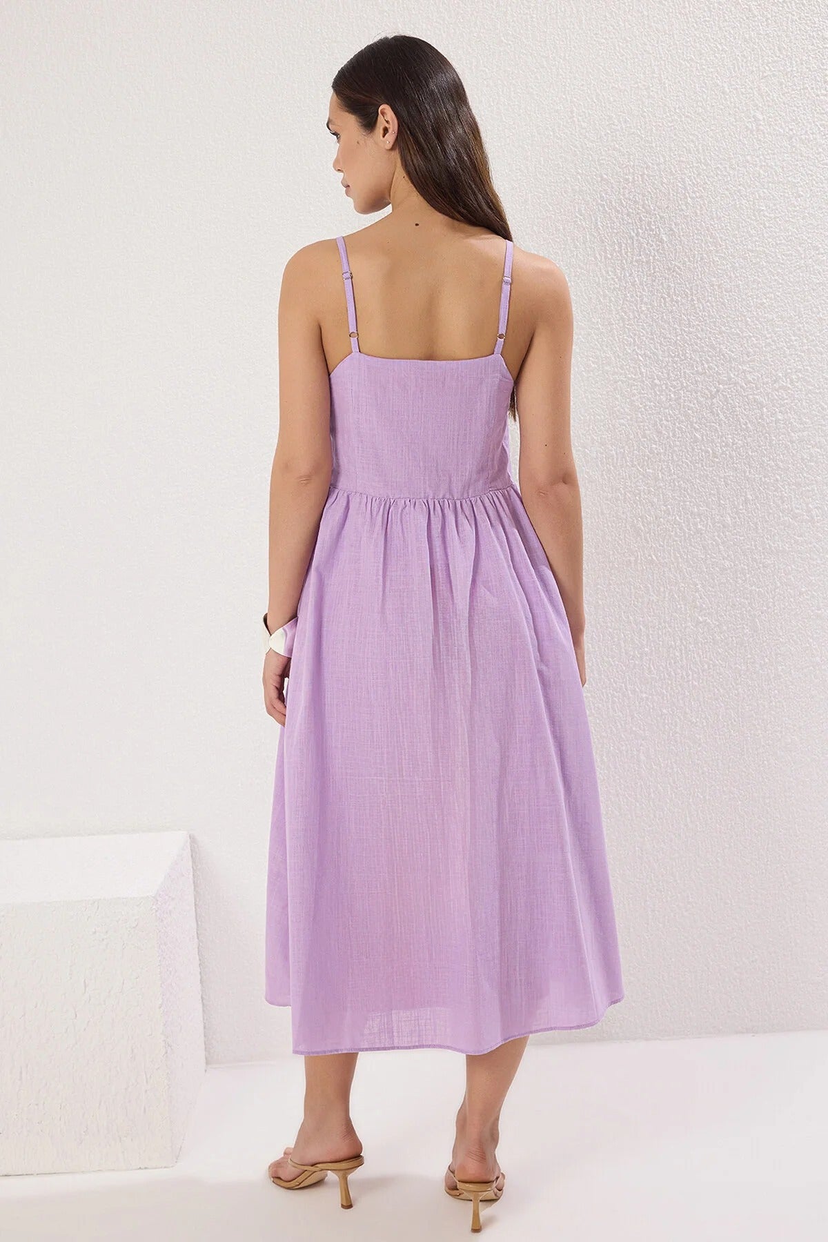 Floral A-Line Lined Midi Dress
