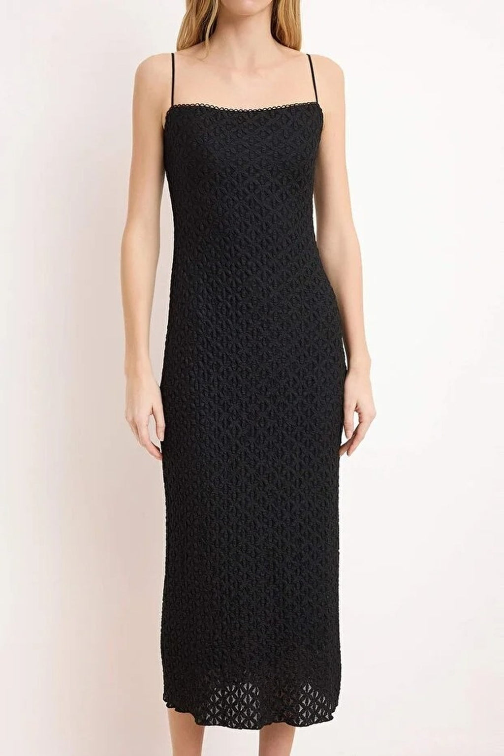 Lace Bodycon Strappy Midi Dress