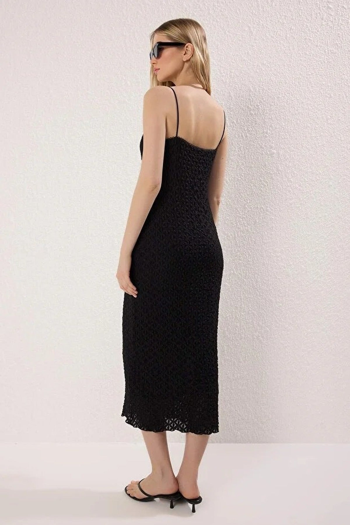 Lace Bodycon Strappy Midi Dress
