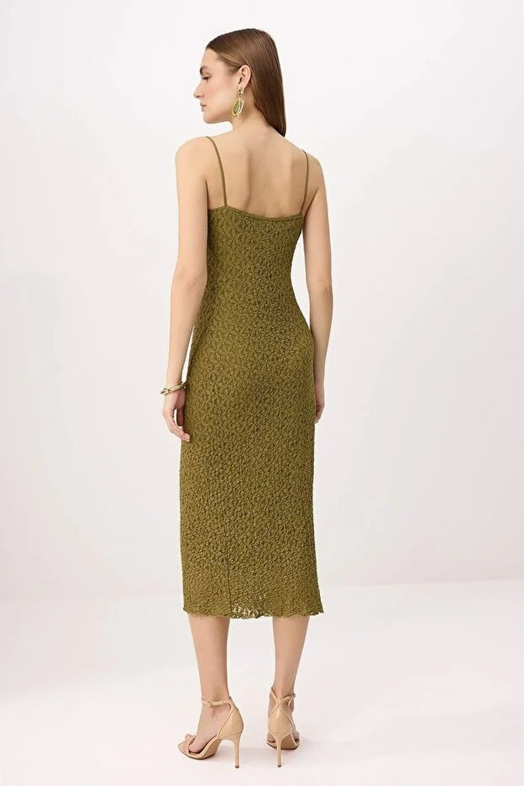 Lace Bodycon Strappy Midi Dress