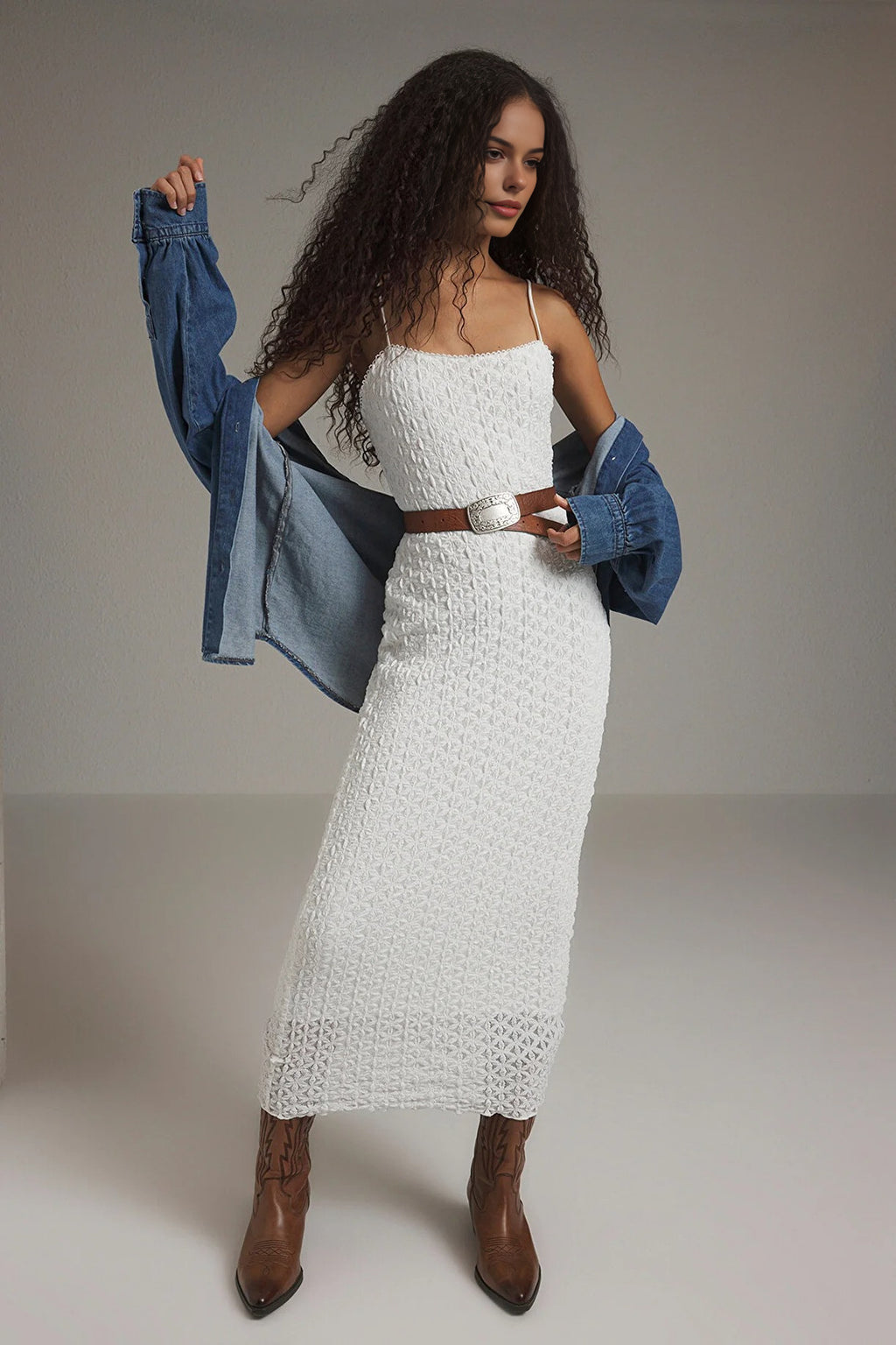 Lace Bodycon Strappy Midi Dress