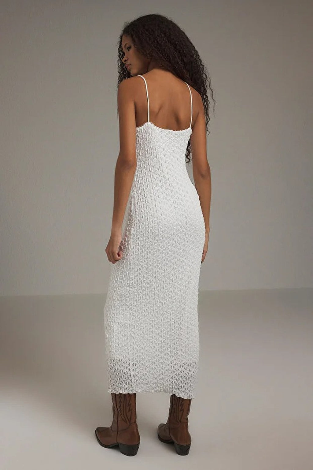 Lace Bodycon Strappy Midi Dress