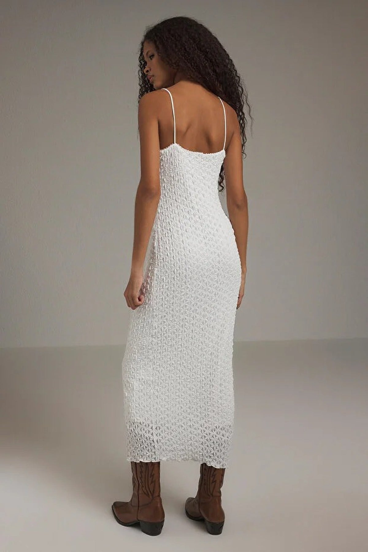 Lace Bodycon Strappy Midi Dress