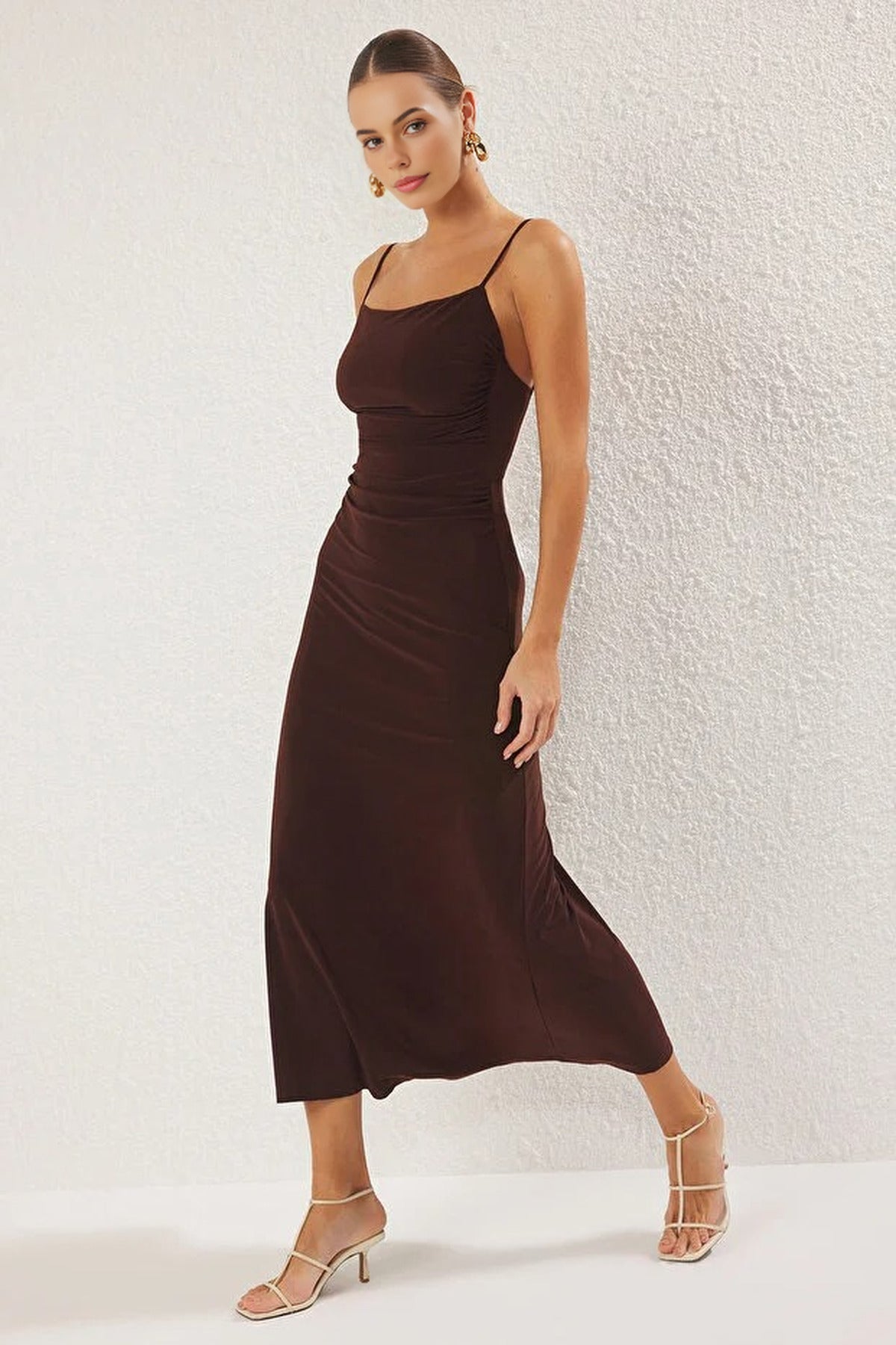 Strappy Backless A-line Maxi Knit Dress