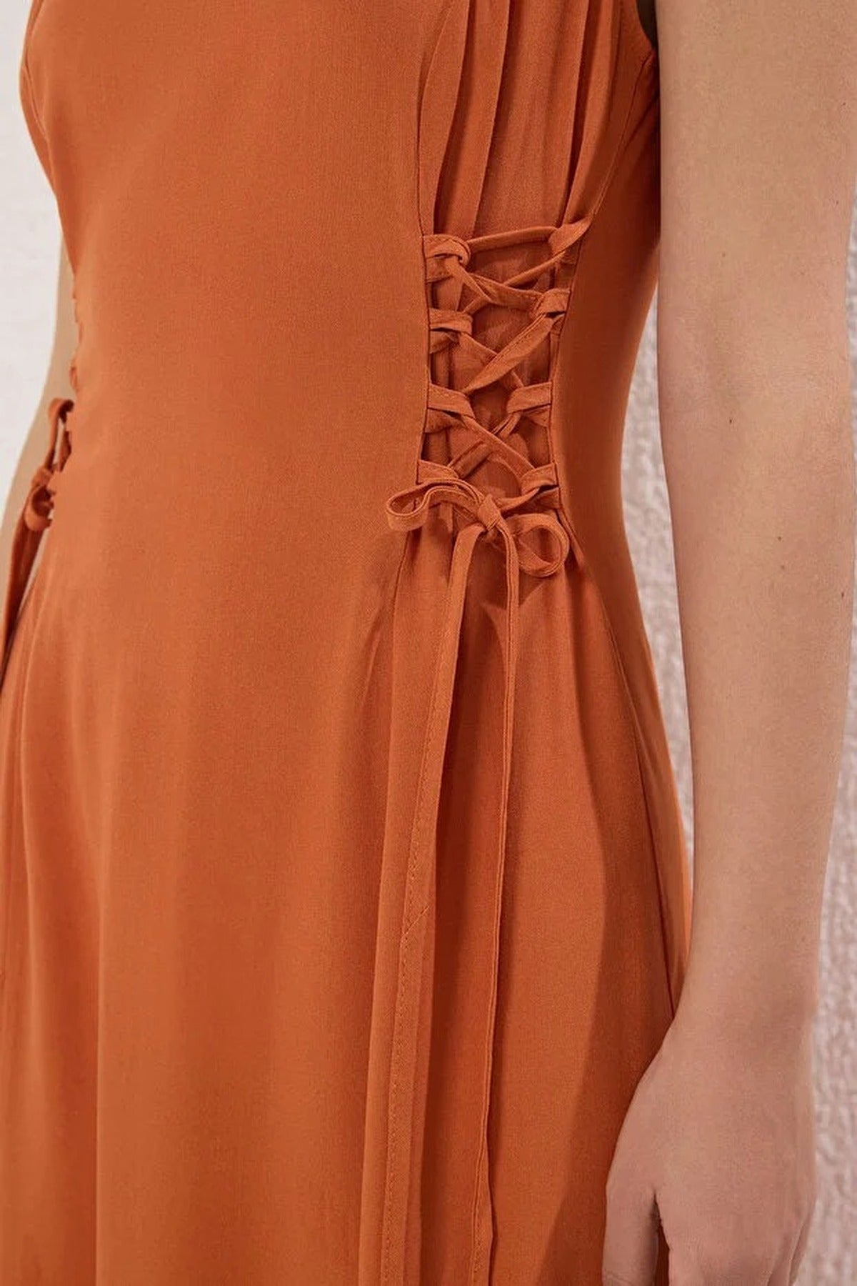 A-Line Eyelet Detail Sleeveless Maxi Dress