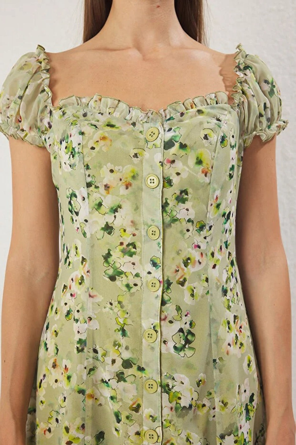 Floral Lined Chiffon Woven Midi Dress