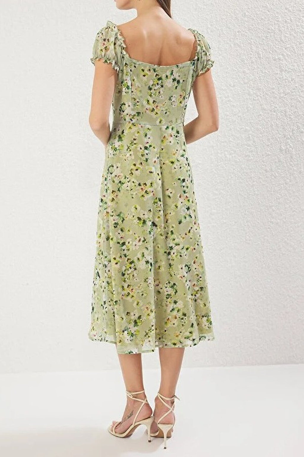Floral Lined Chiffon Woven Midi Dress