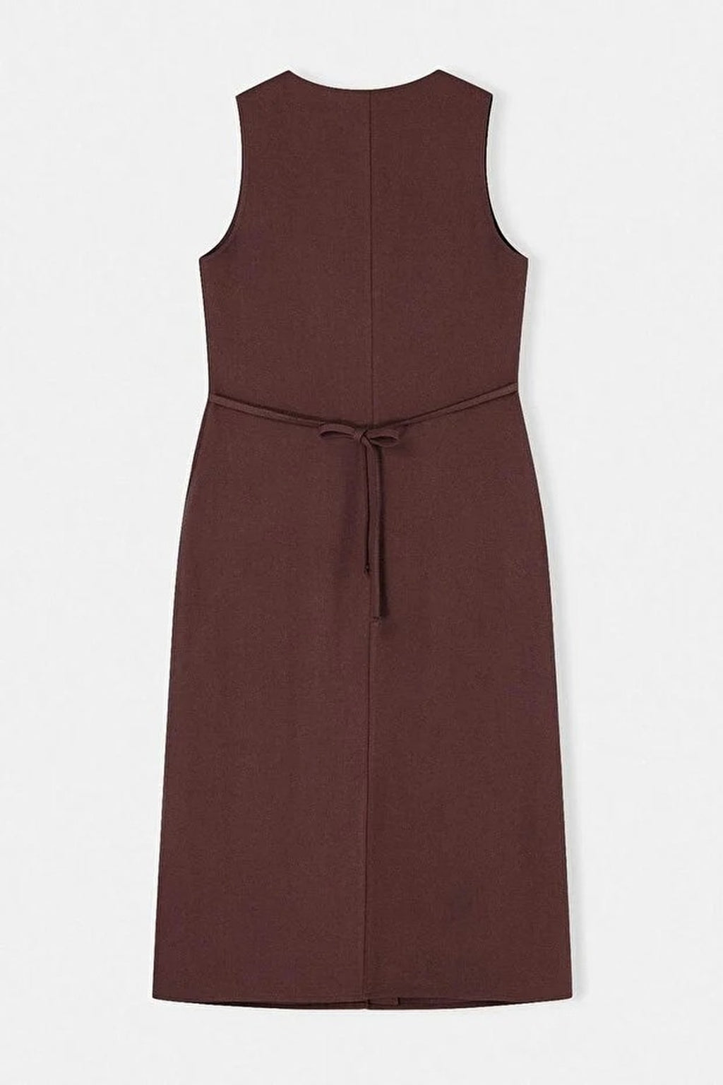 Belted Linen Blend V Neck Midi Shirt Dress
