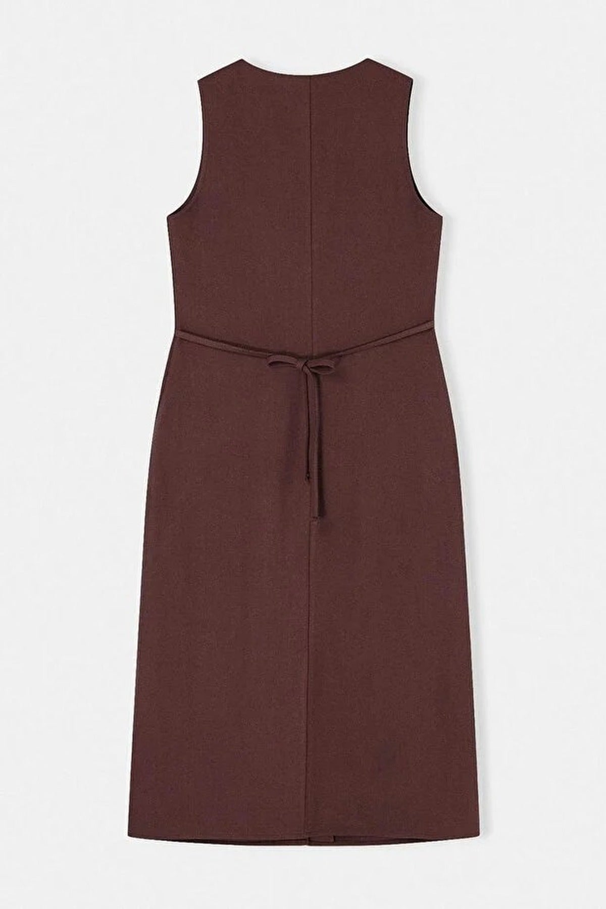 Belted Linen Blend V Neck Midi Shirt Dress