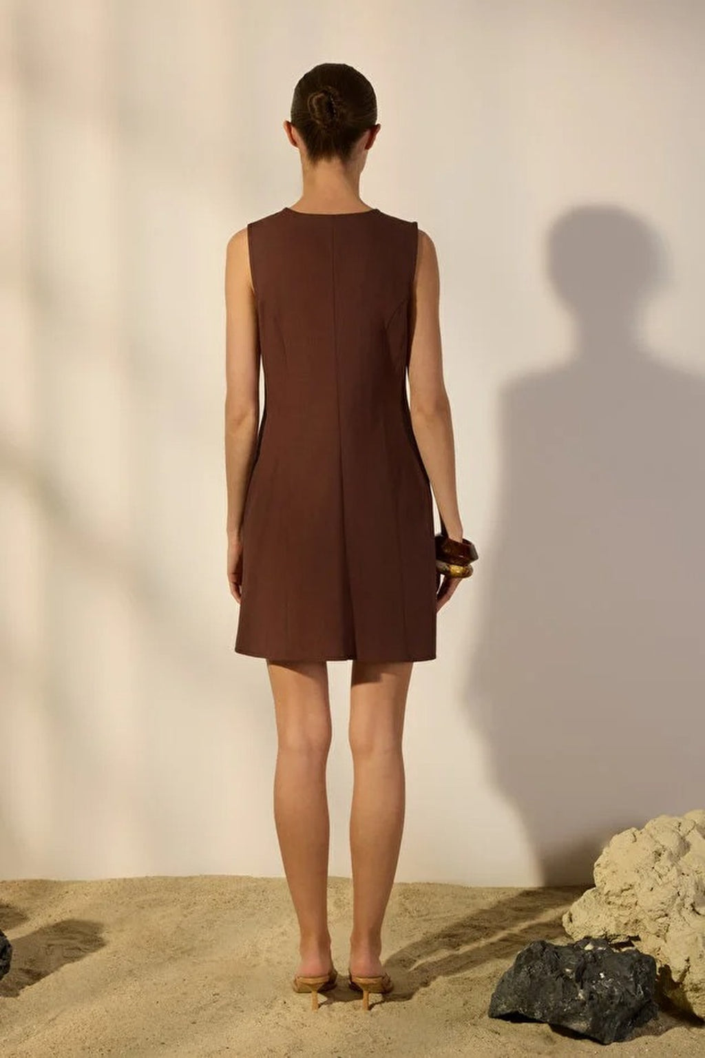 Linen Blend Mini Woven Shirt Dress with Pocket Detail