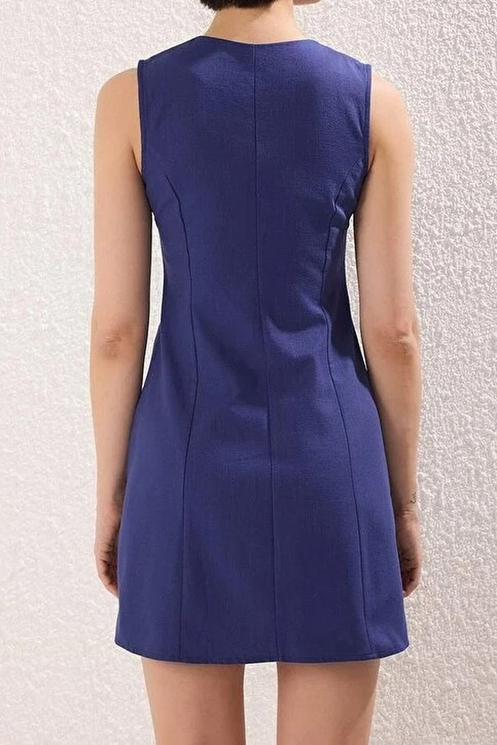 Linen Blend Mini Woven Shirt Dress with Pocket Detail