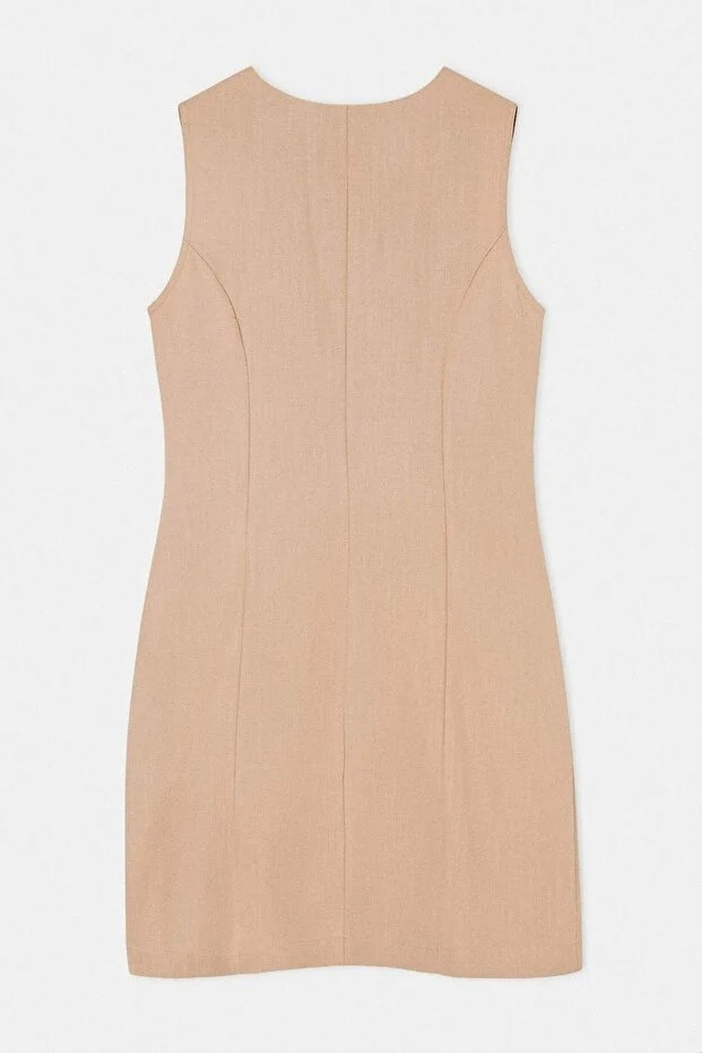Linen Blend Mini Woven Shirt Dress with Pocket Detail