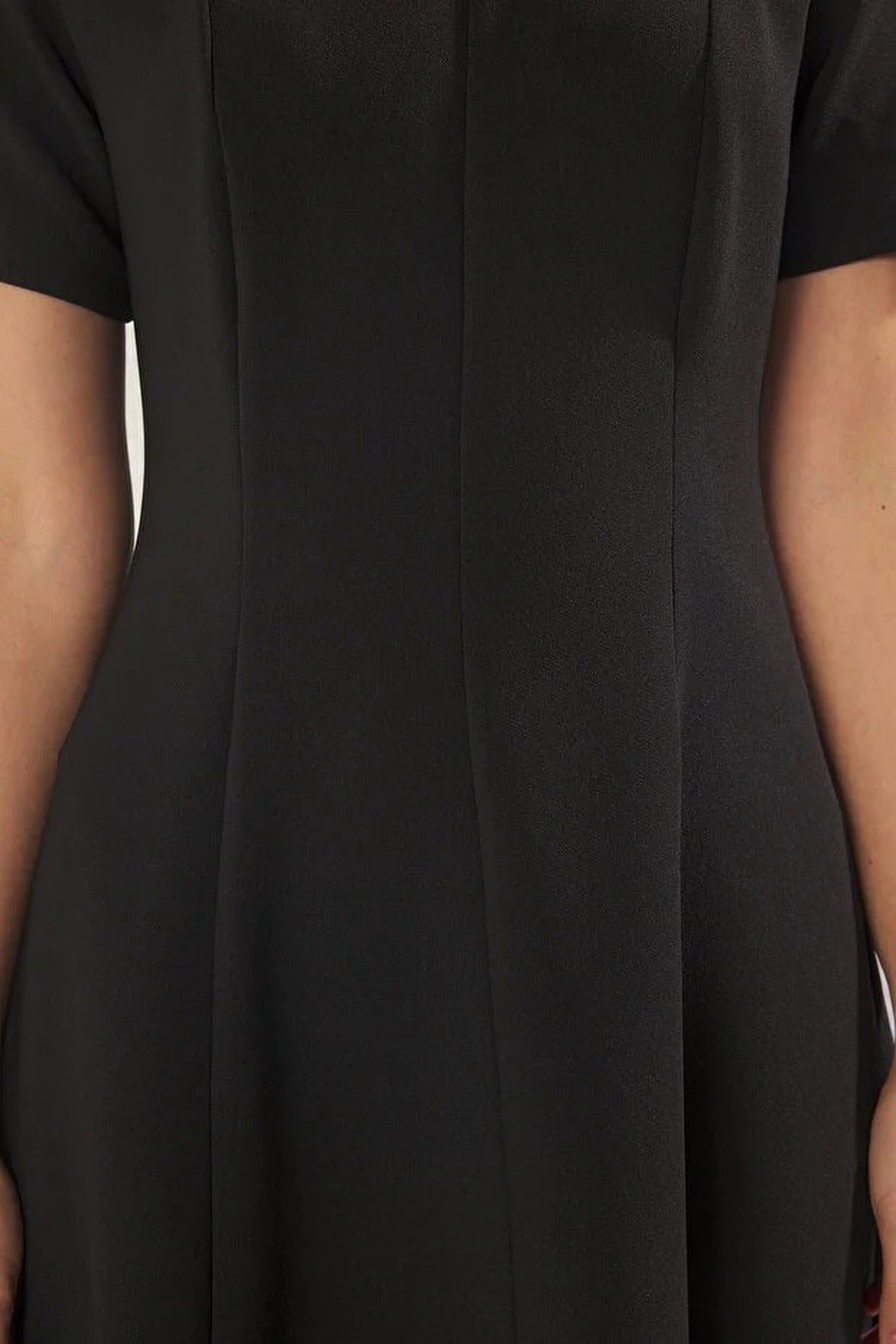 Round Neck Short Sleeve Fit and Flare Midi Dress