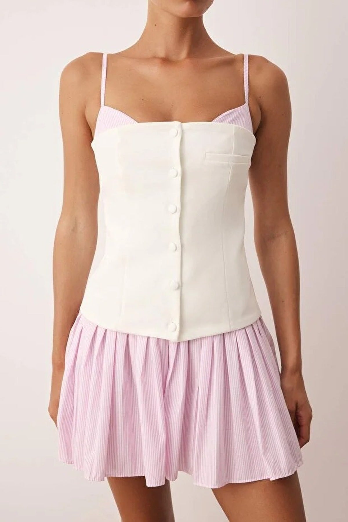 Pleated Mini Woven Dress