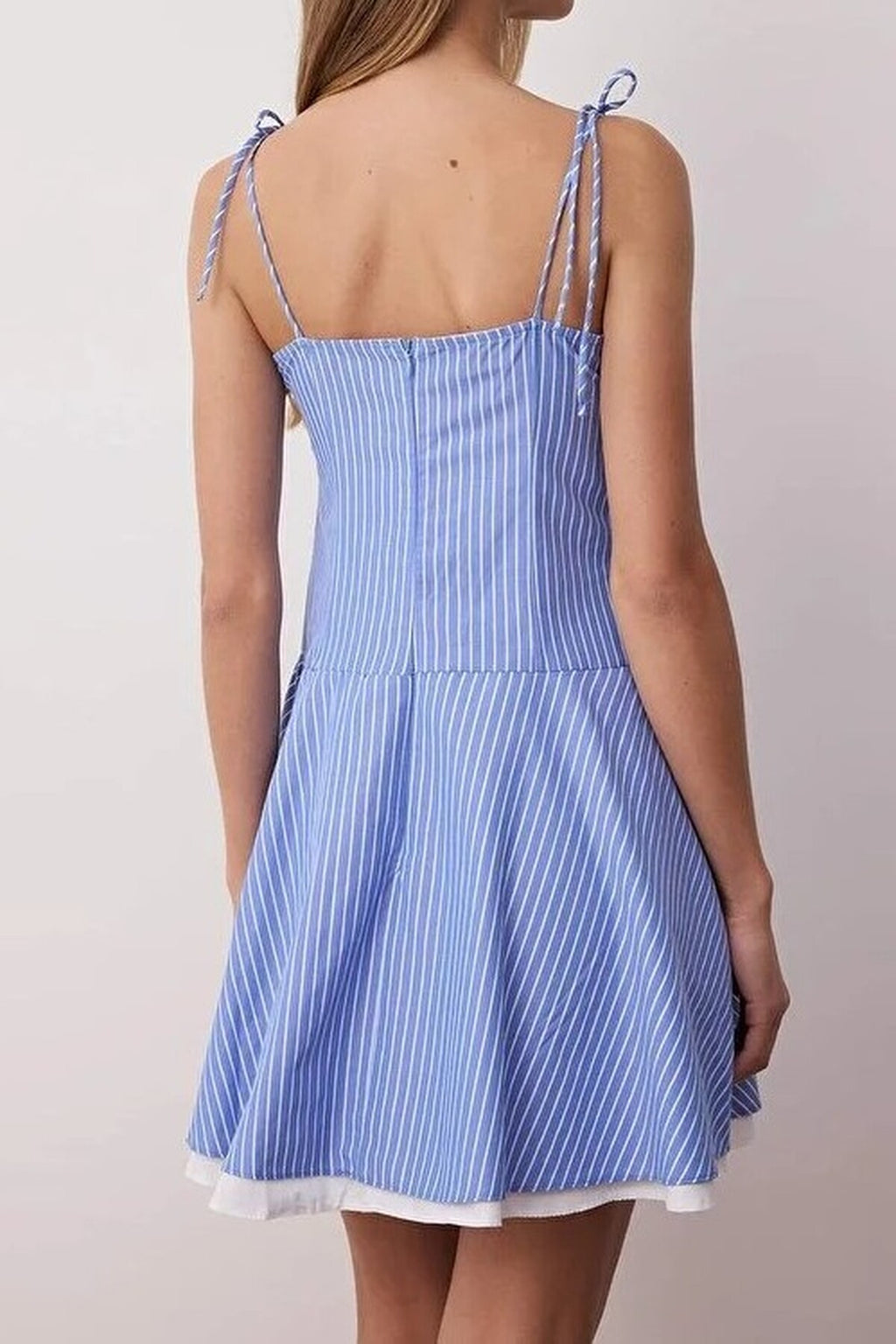 Striped Waist-Fronted Woven Mini Dress