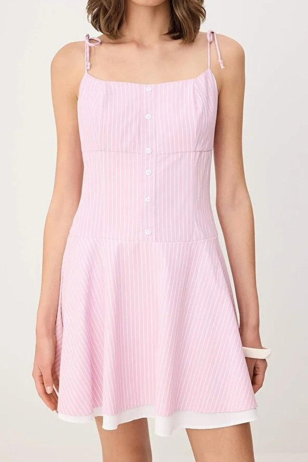 Striped Waist-Fronted Woven Mini Dress
