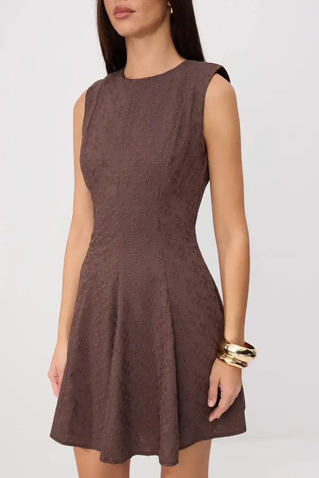Broderie Anglaise Sleeveless Fit and Flare Mini Dress
