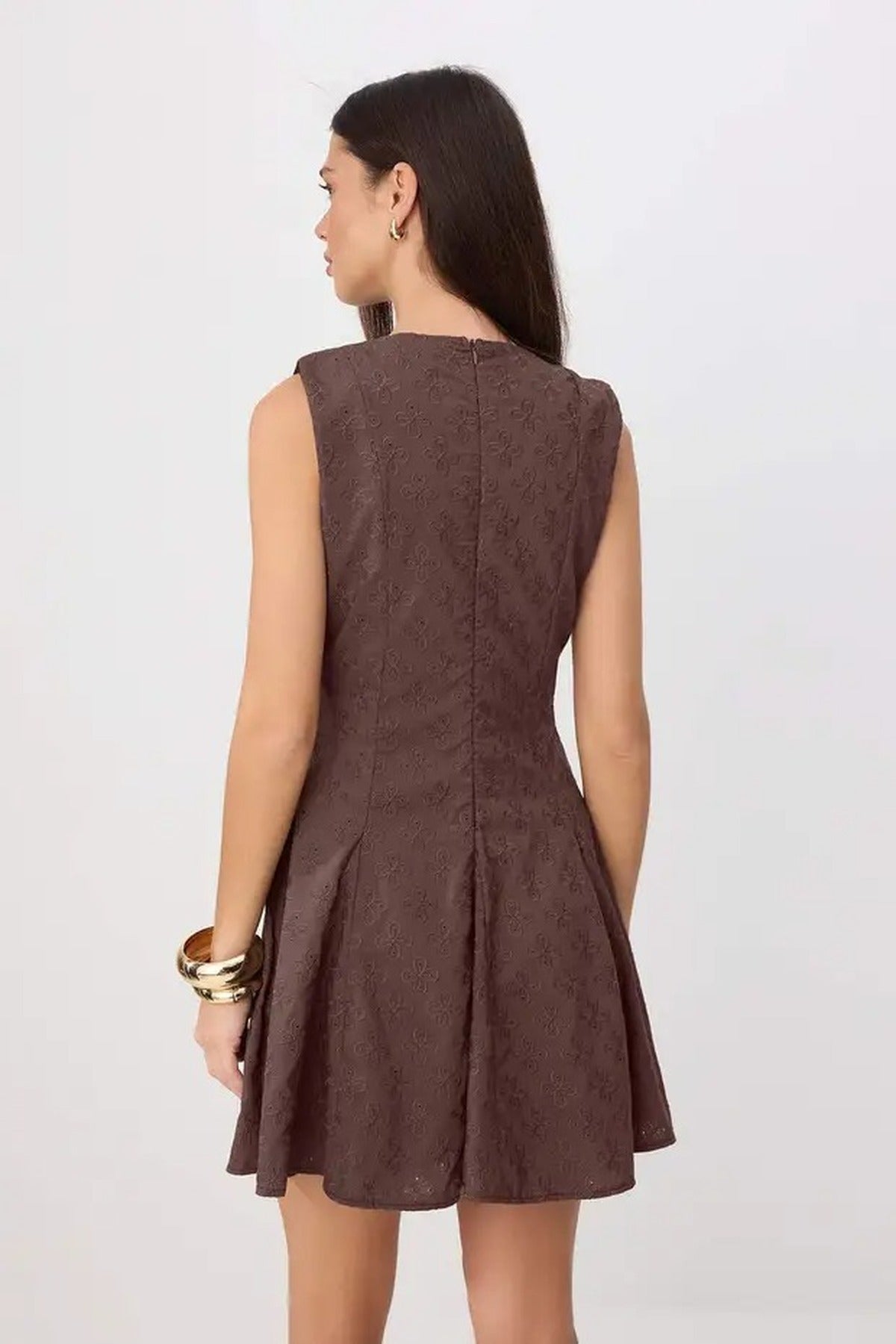 Broderie Anglaise Sleeveless Fit and Flare Mini Dress