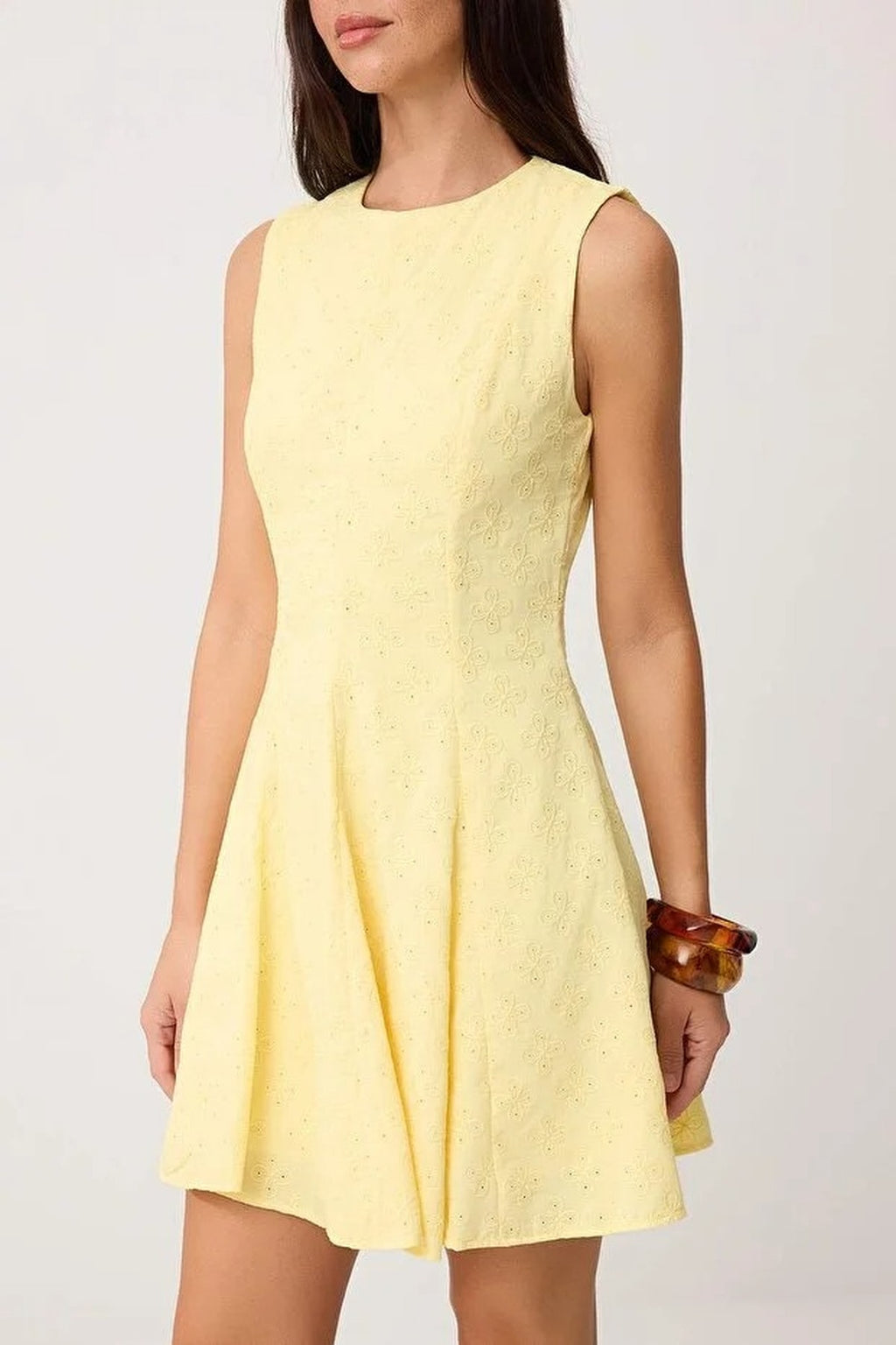 Broderie Anglaise Sleeveless Fit and Flare Mini Dress