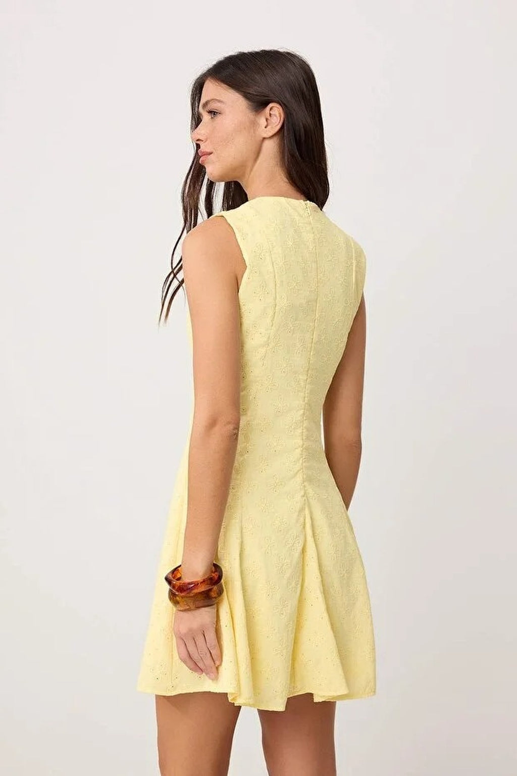 Broderie Anglaise Sleeveless Fit and Flare Mini Dress